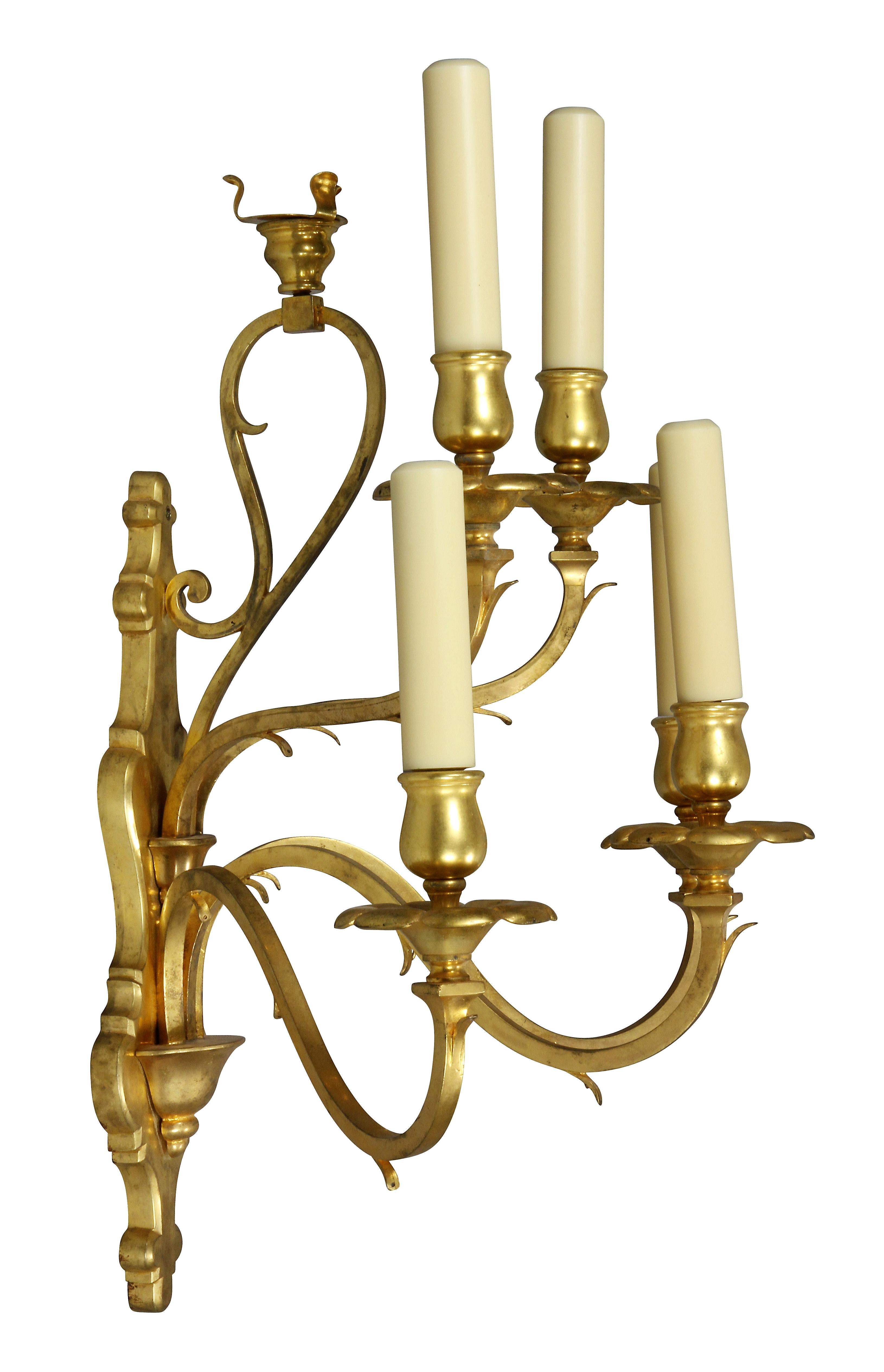 Juego De Cuatro Apliques De Bronce Dorado Caldwell And Company siglo XVIII en venta