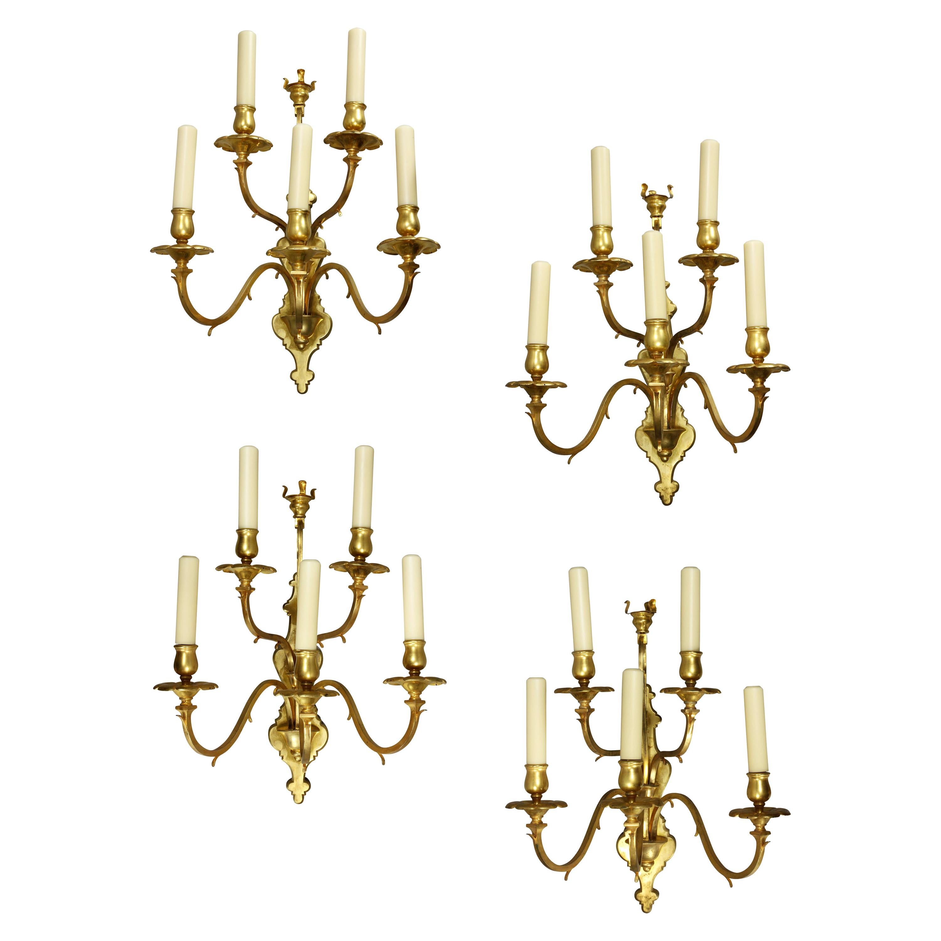 Set Of Four Caldwell And Company Gilt Bronze Wall Sconces  For Sale