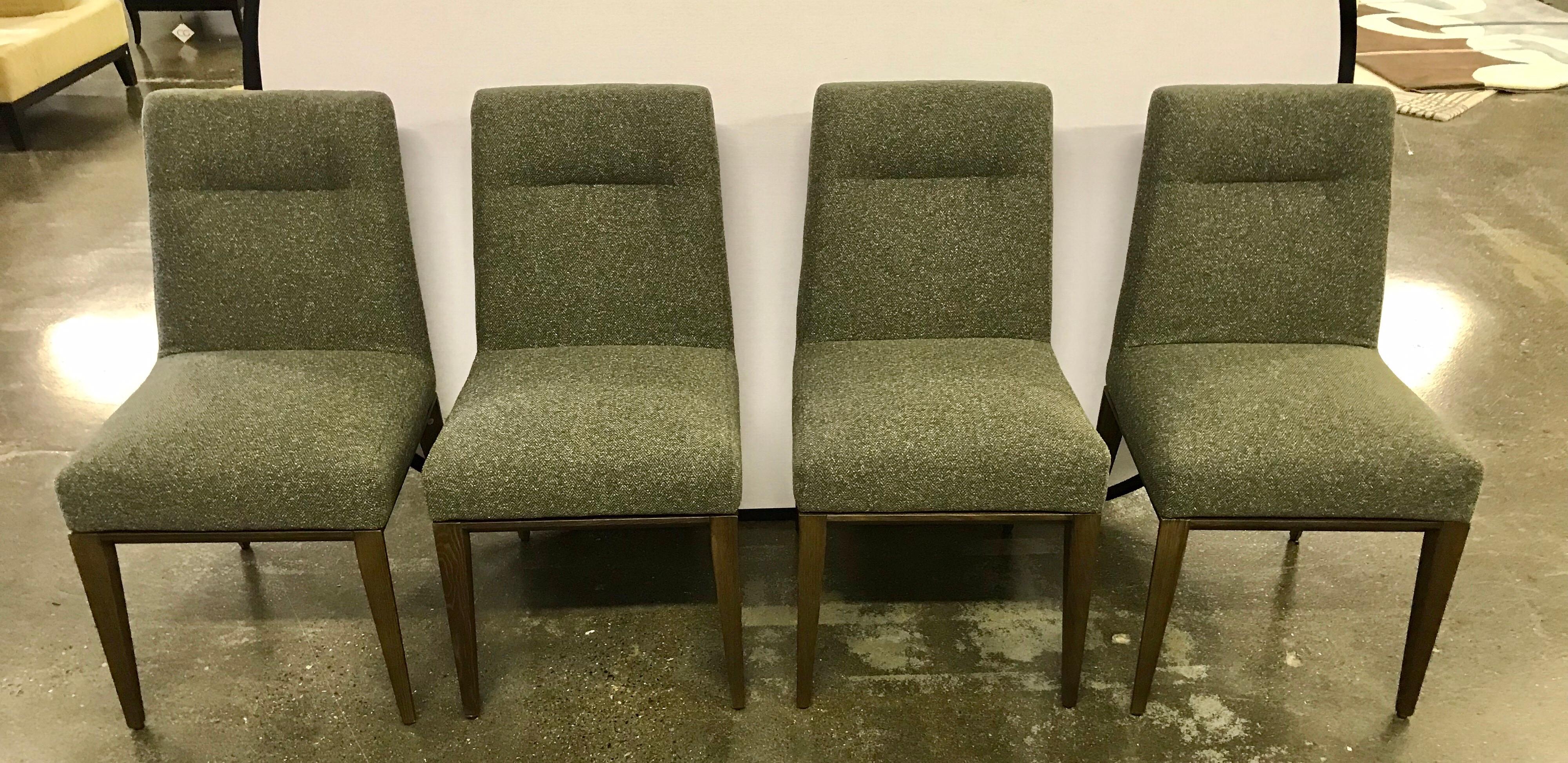 Elegant, contemporary matching dining chairs from Calligaris, made in Italy. They are in mint condition.
Fabric is a tweed weave and very luxurious.