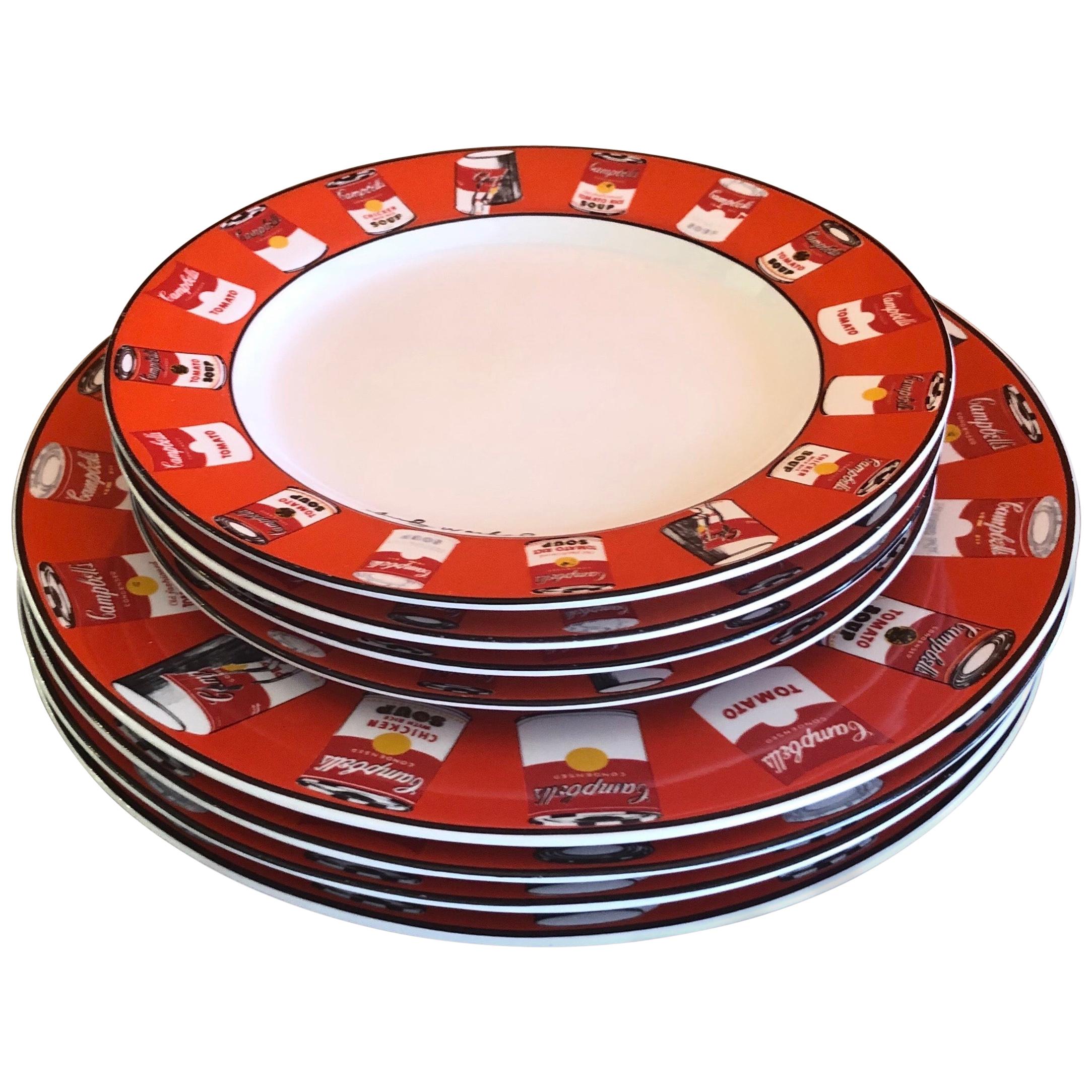 Set of Four Cambells Soup Salad and Dinner Plates by Andy Warhol for Block Art