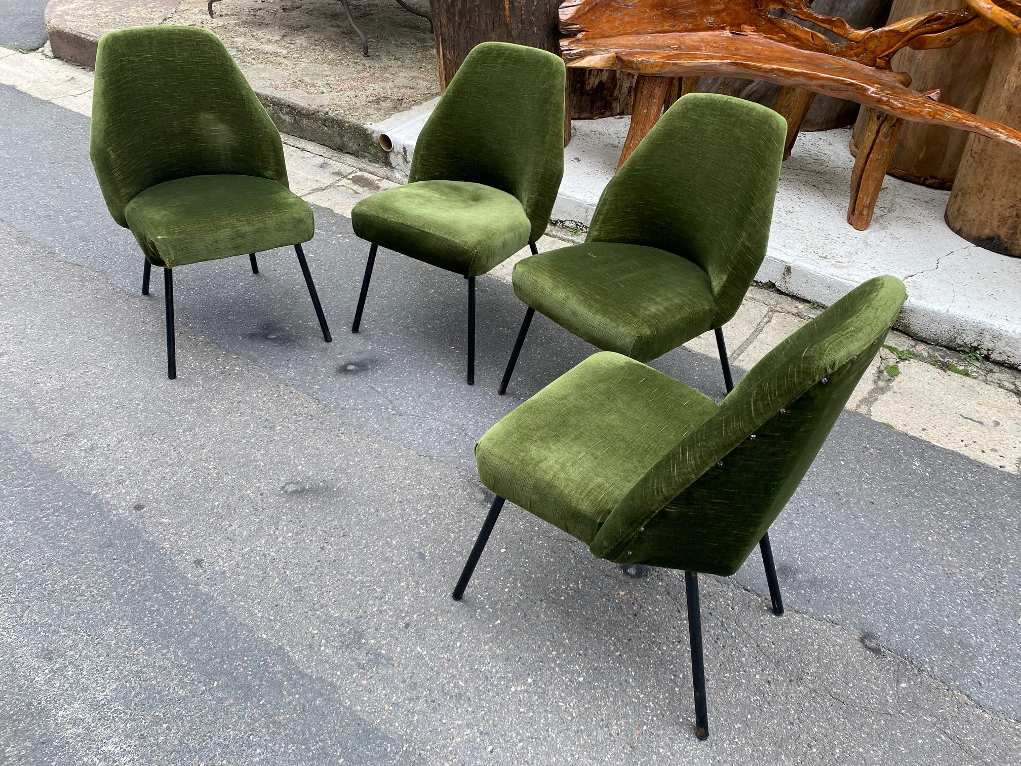 Mid-20th Century Set of four Campanula Chairs by Carlo Pagani for Arflex, Italy, 1950s For Sale