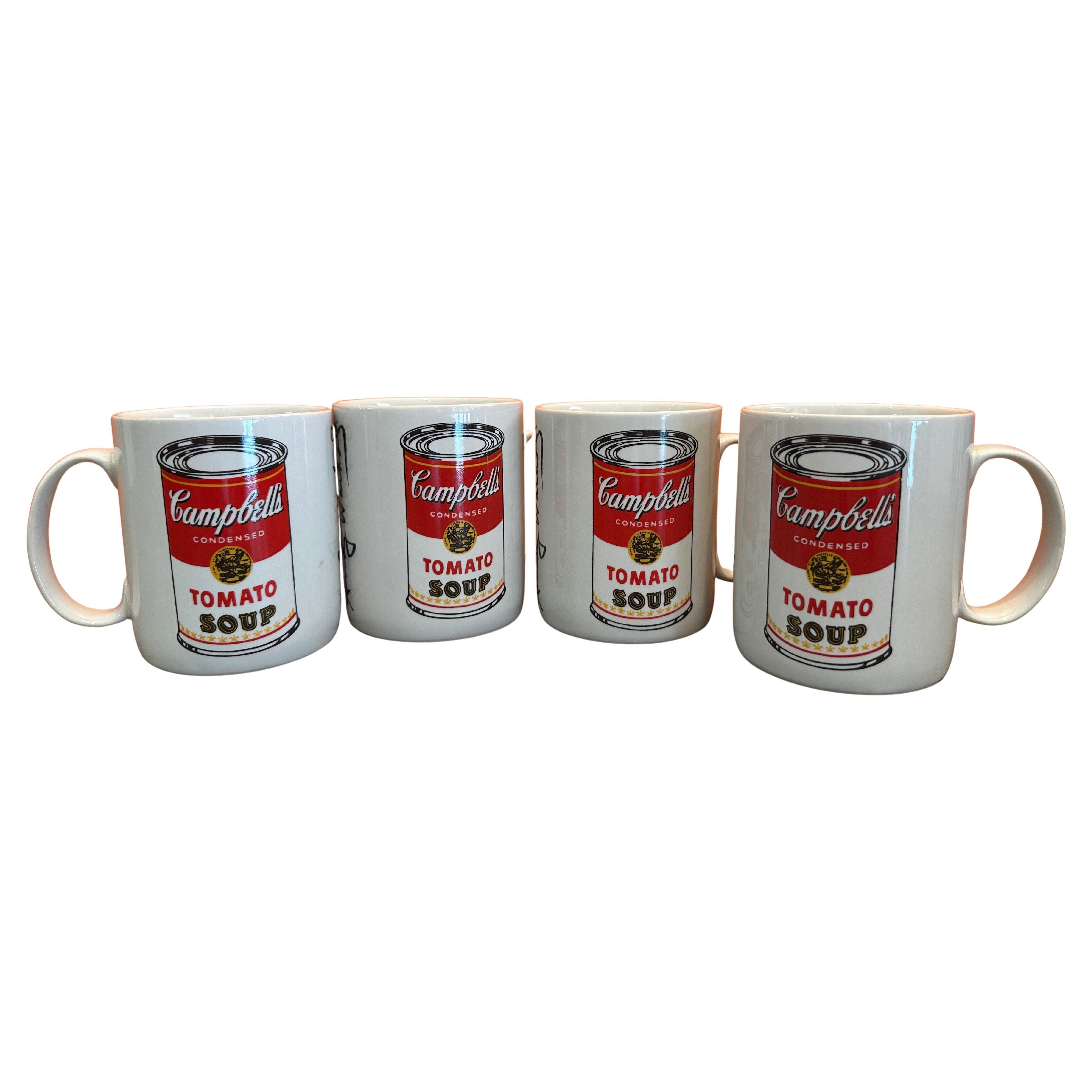 Set of Four Campbell's Soup Ceramic Coffee Mugs by Andy Warhol for Block in vendita