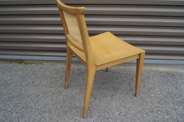 Mid-20th Century Set of Four Cane and Mahogany Dining Chairs by Edward Wormley for Dunbar For Sale