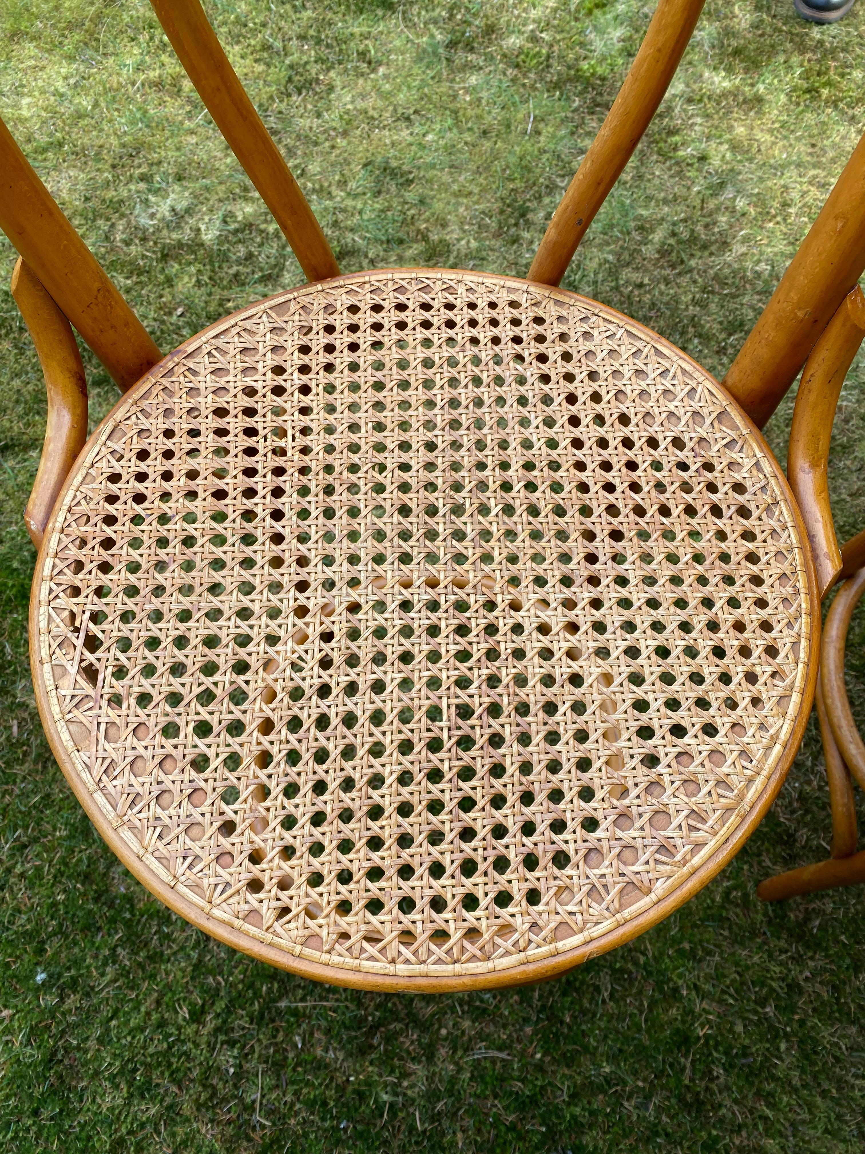 Set of Four Cane and Webbing Bar Stools, Style Thonet, Ca. 1970s 2