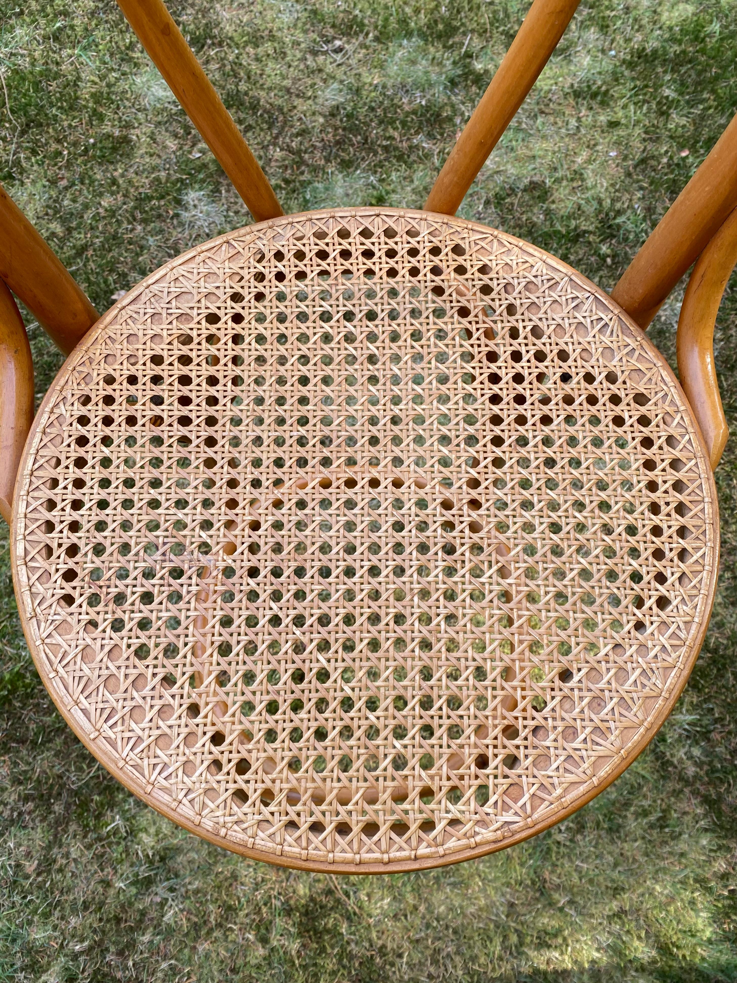 Set of Four Cane and Webbing Bar Stools, Style Thonet, Ca. 1970s 3