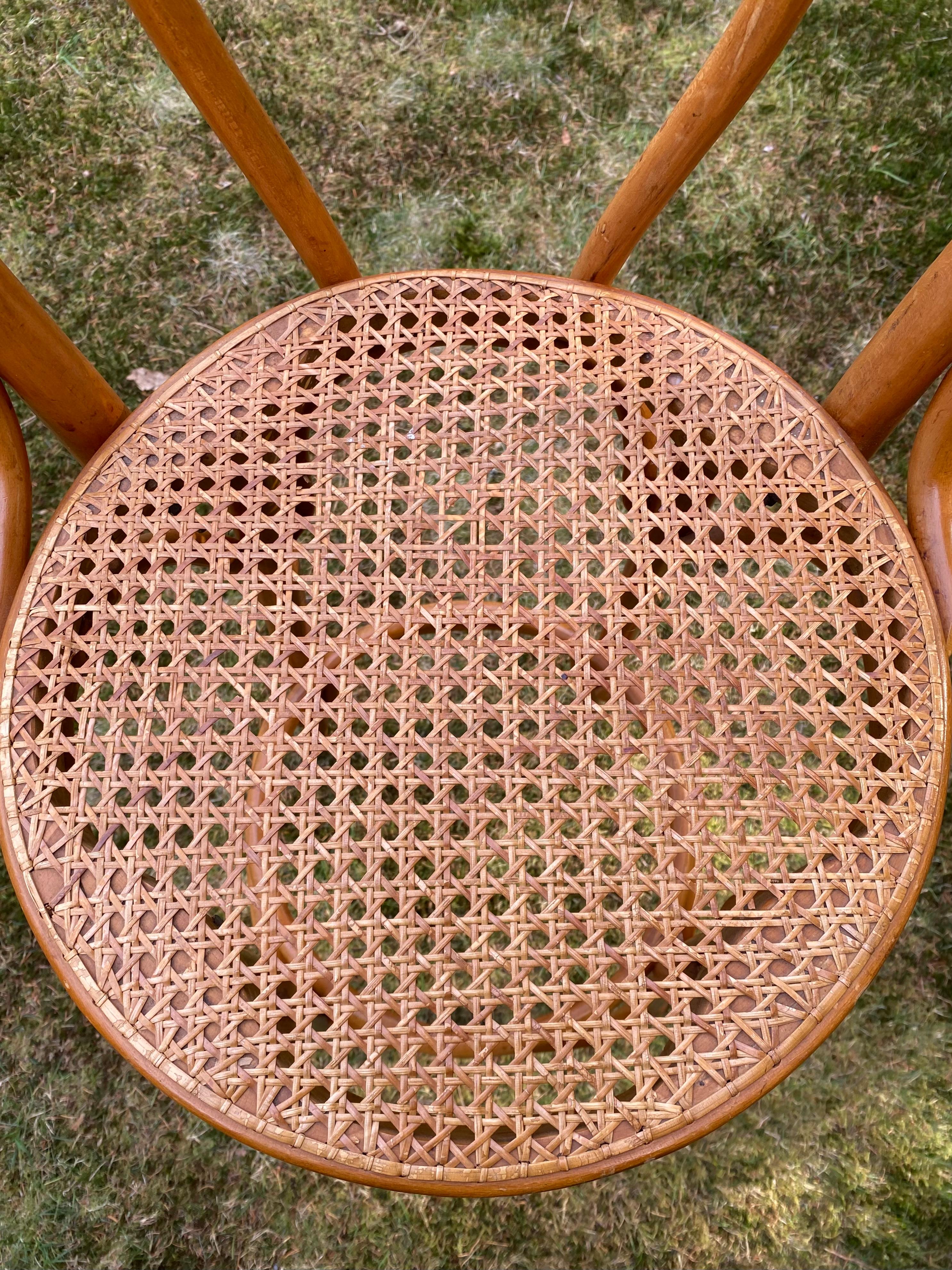 Set of Four Cane and Webbing Bar Stools, Style Thonet, Ca. 1970s 4