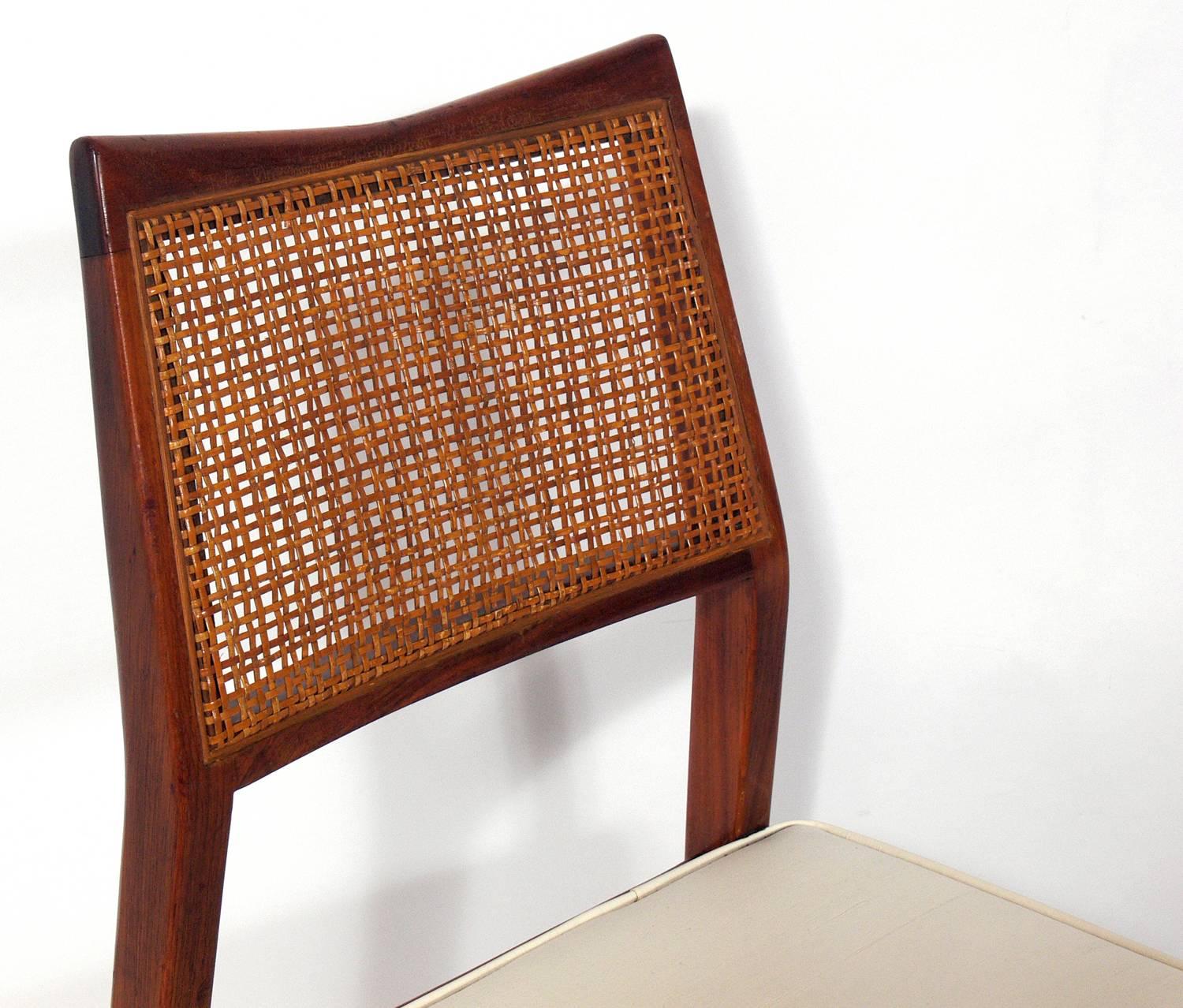 Mid-20th Century Set of Four Caned Back Dining Chairs Attributed to Jens Risom