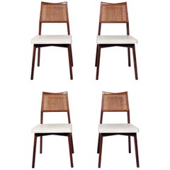 Set of Four Caned Back Dining Chairs Attributed to Jens Risom