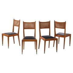 Set of Four Caned Back Dining Side Chairs, France 1950’s