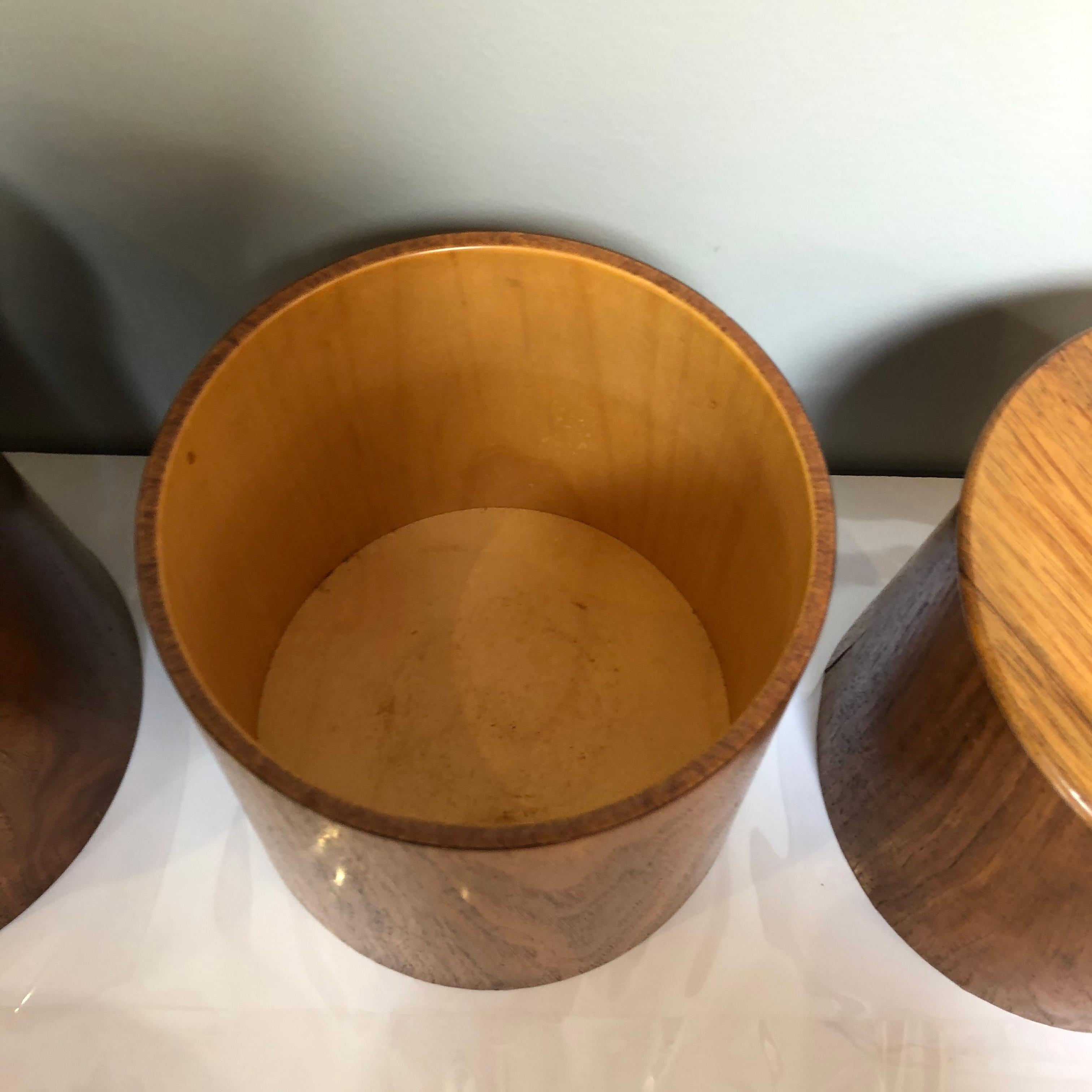 Mid-20th Century Set of Four Mid Century Teak Canisters