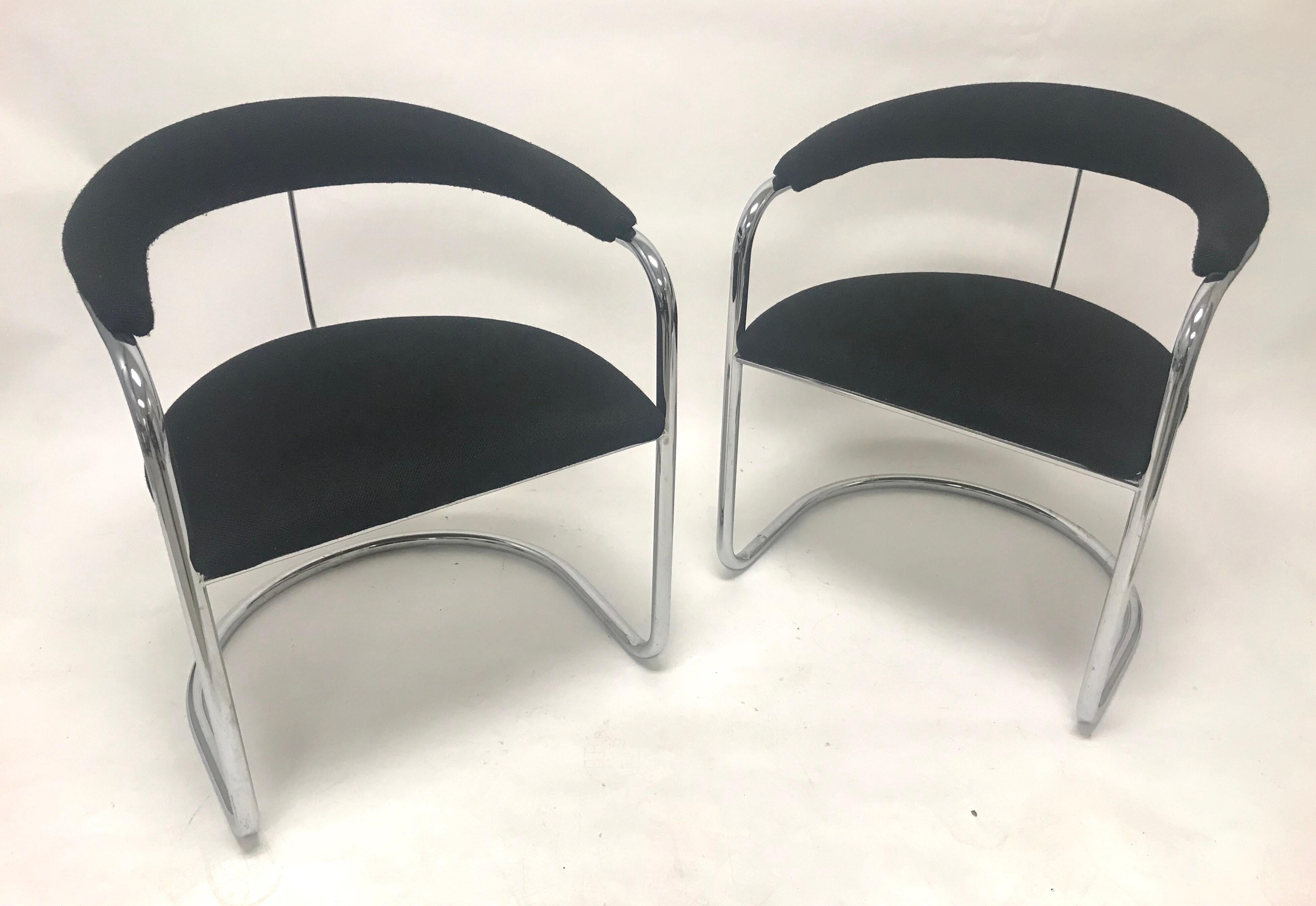 Set of Four Cantilevered Chrome Armchairs SS33 by Anton Lorenz for Thonet 9