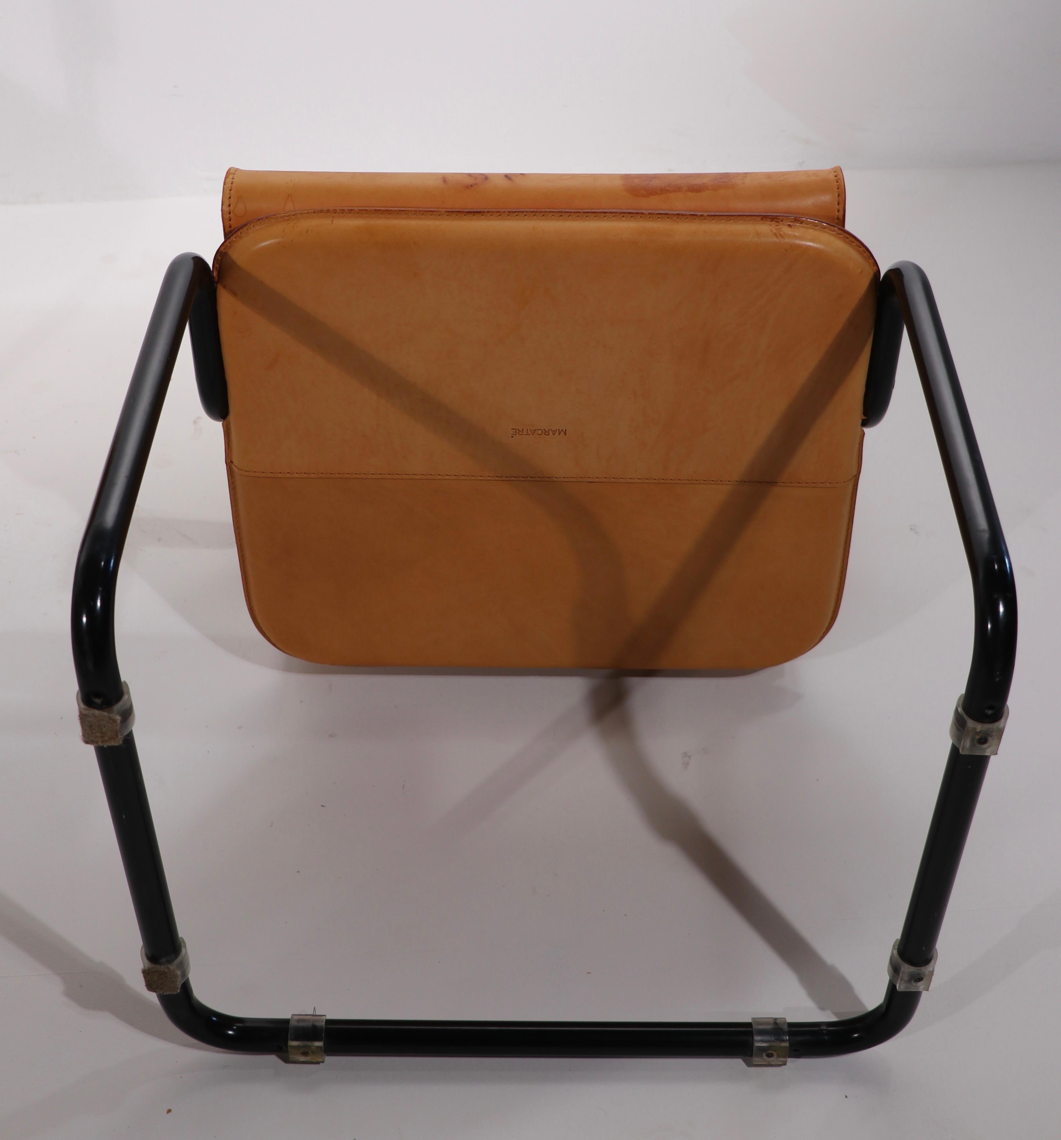 Set of Four Cantilevered Uno Chairs in Brown Leather by Marcatre 6