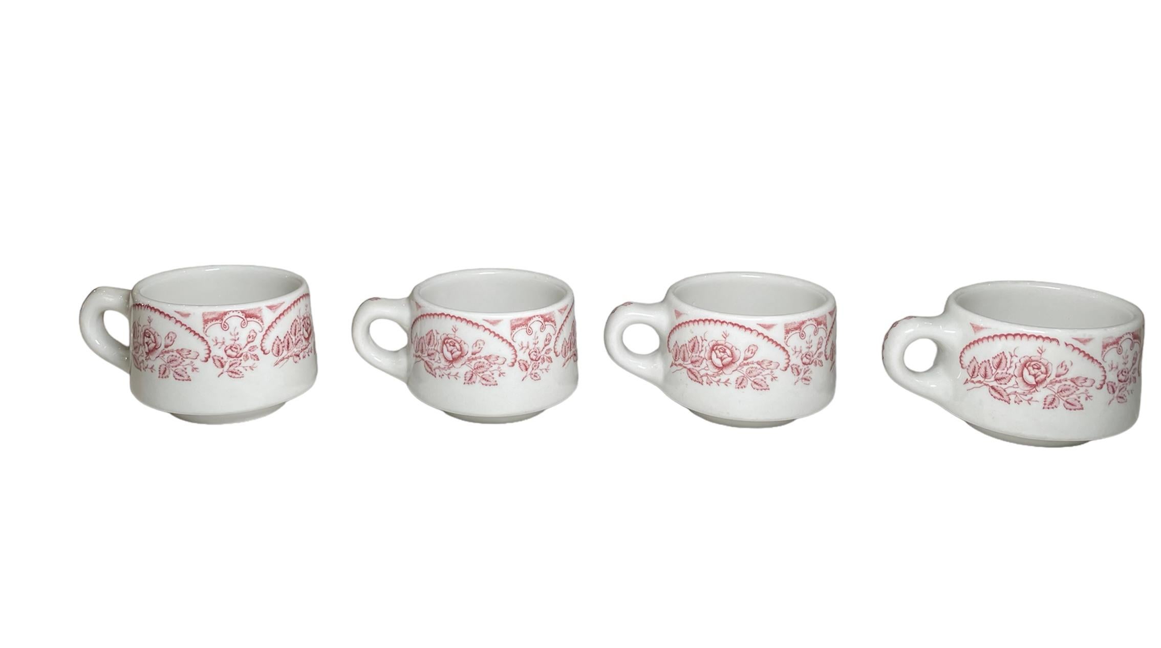 Mid-Century Modern Set of Four Caribe China Coffee / Hot Chocolate Cup For Sale