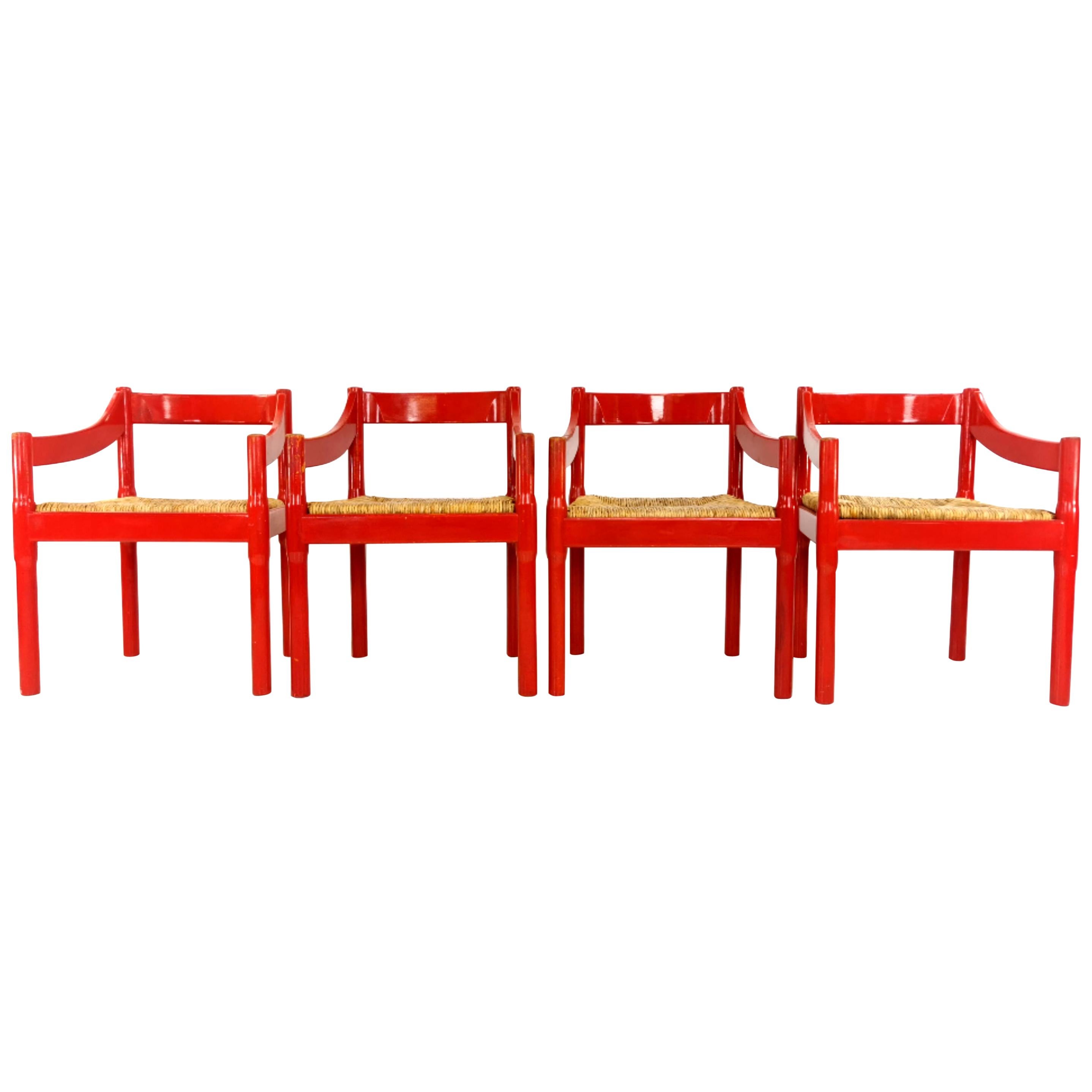 Set of Four "Carimate" Chairs Vico Magistretti for Cassina, 1960s