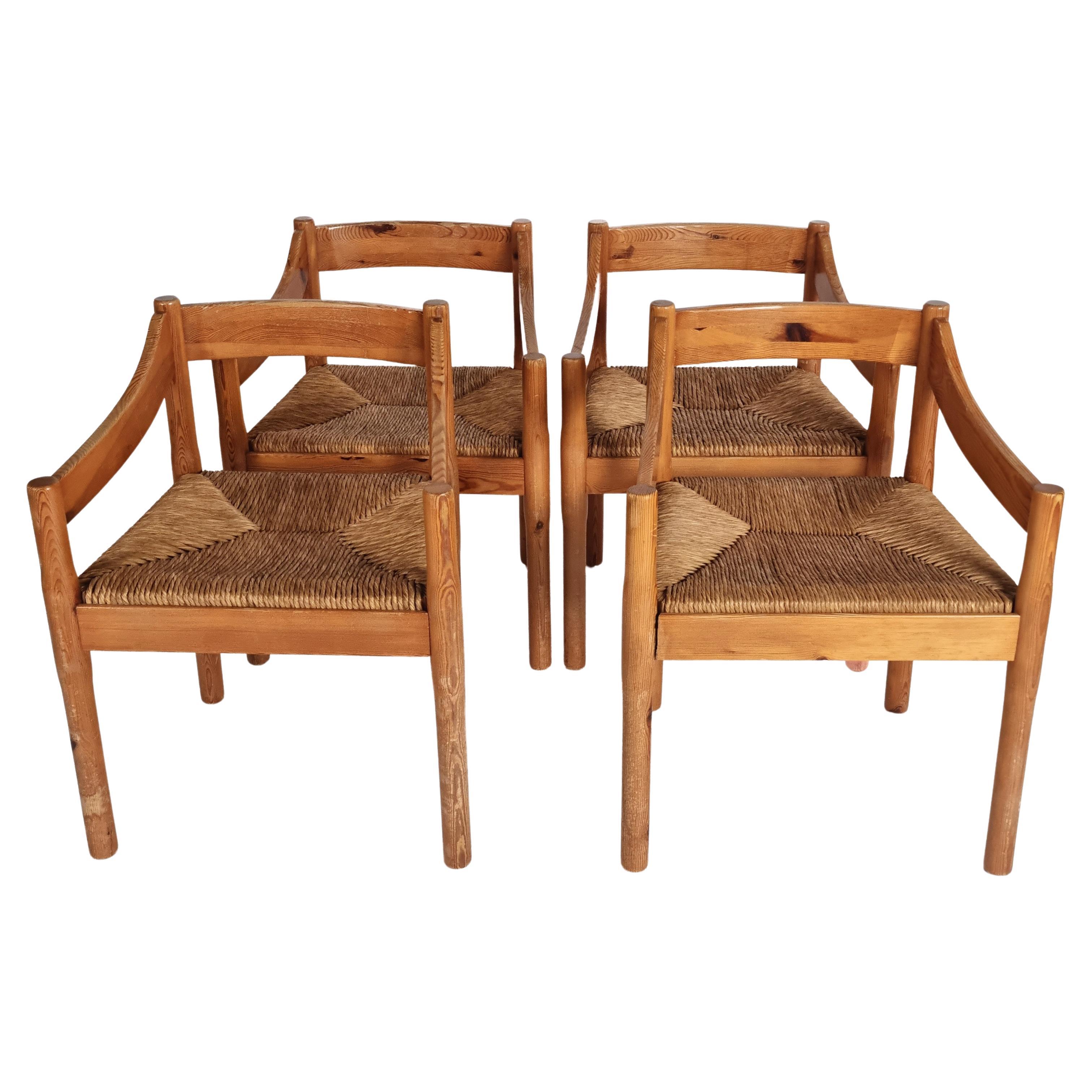 Set of Four Carimate Dining Chairs by Vico Magistretti for Cassina, 1970s