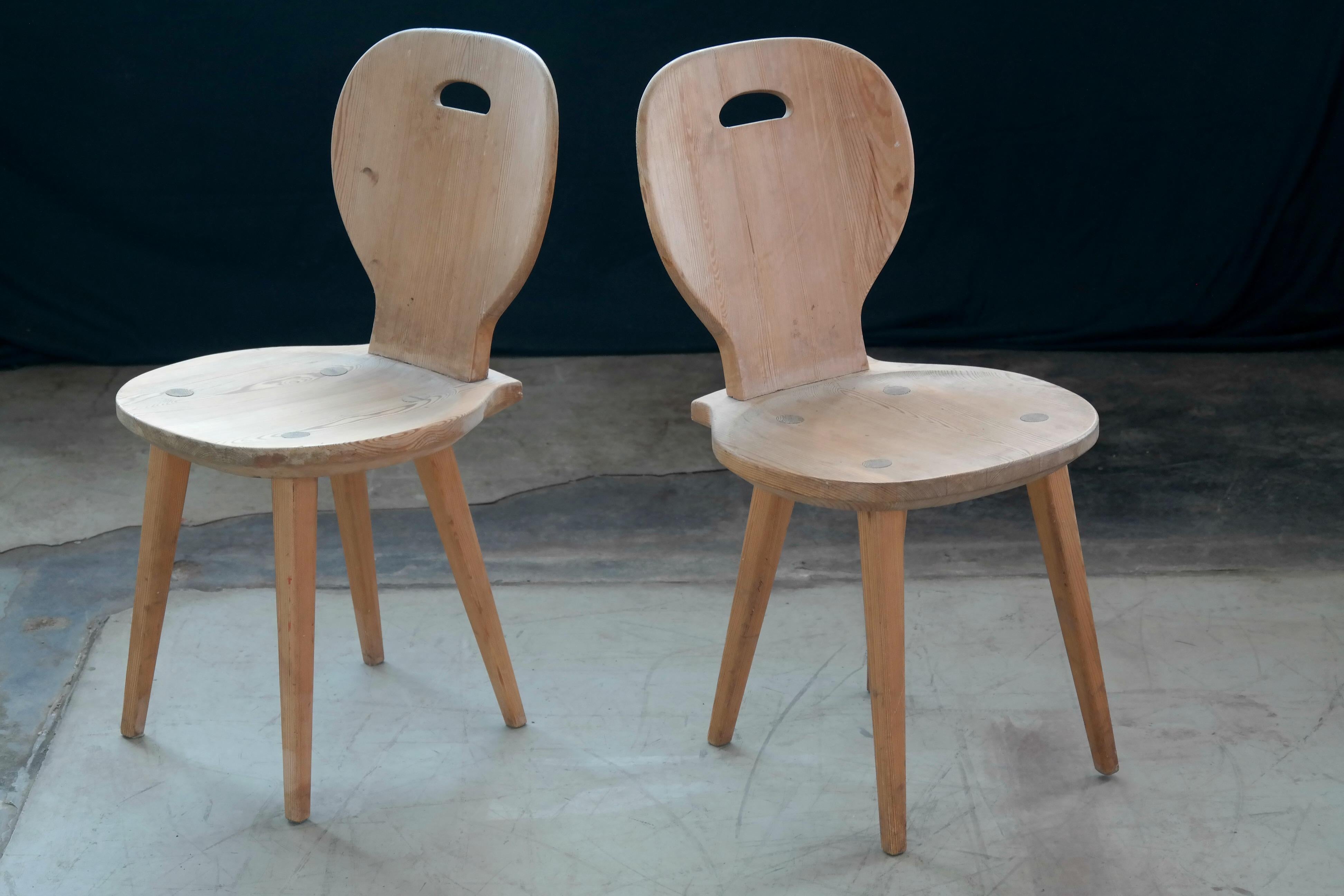 Swedish Set of Four Carl Malmsten Dining Chairs in Natural Pine Scandinavian Midcentury