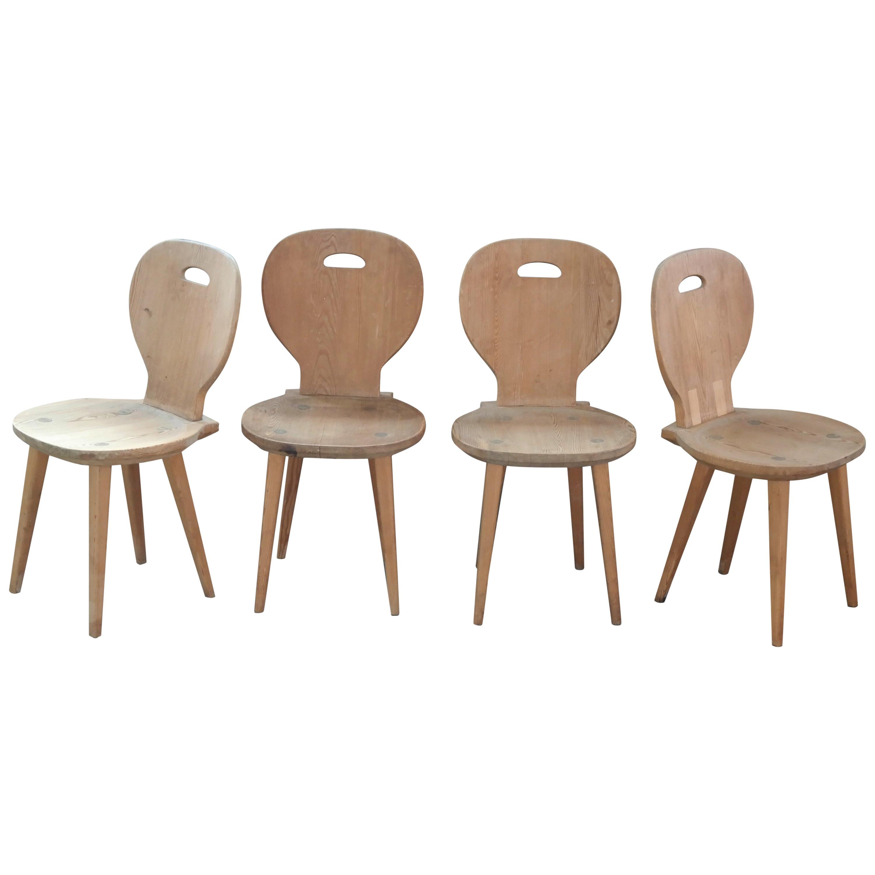 Set of Four Carl Malmsten Dining Chairs in Natural Pine Scandinavian Midcentury