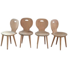 Set of Four Carl Malmsten Dining Chairs in Natural Pine Scandinavian Midcentury