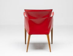 Set of Four Carlo Bartoli Red Leather Armchairs