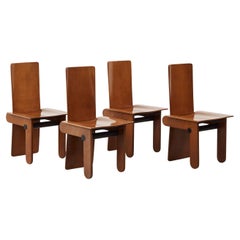 Set of four Carlo Scarpa oak dining chairs for Gavina - Italy, 1974