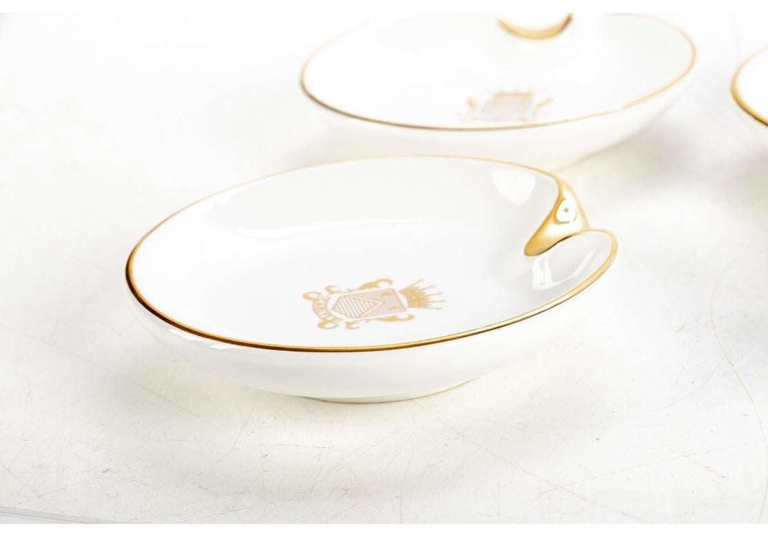 Hollywood Regency Set of Four Carlyle Hotel Ashtrays with 18K Gold Embossing 