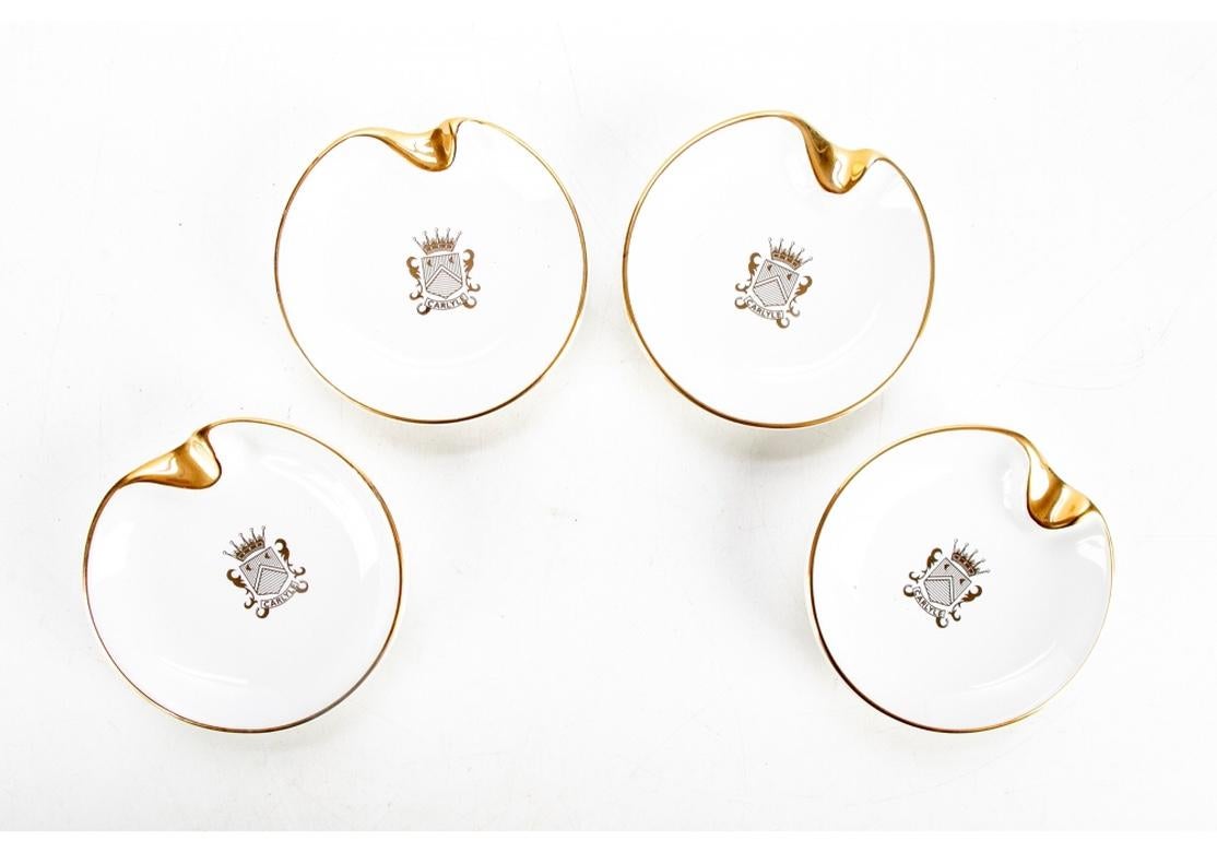 20th Century Set of Four Carlyle Hotel Ashtrays with 18K Gold Embossing  For Sale
