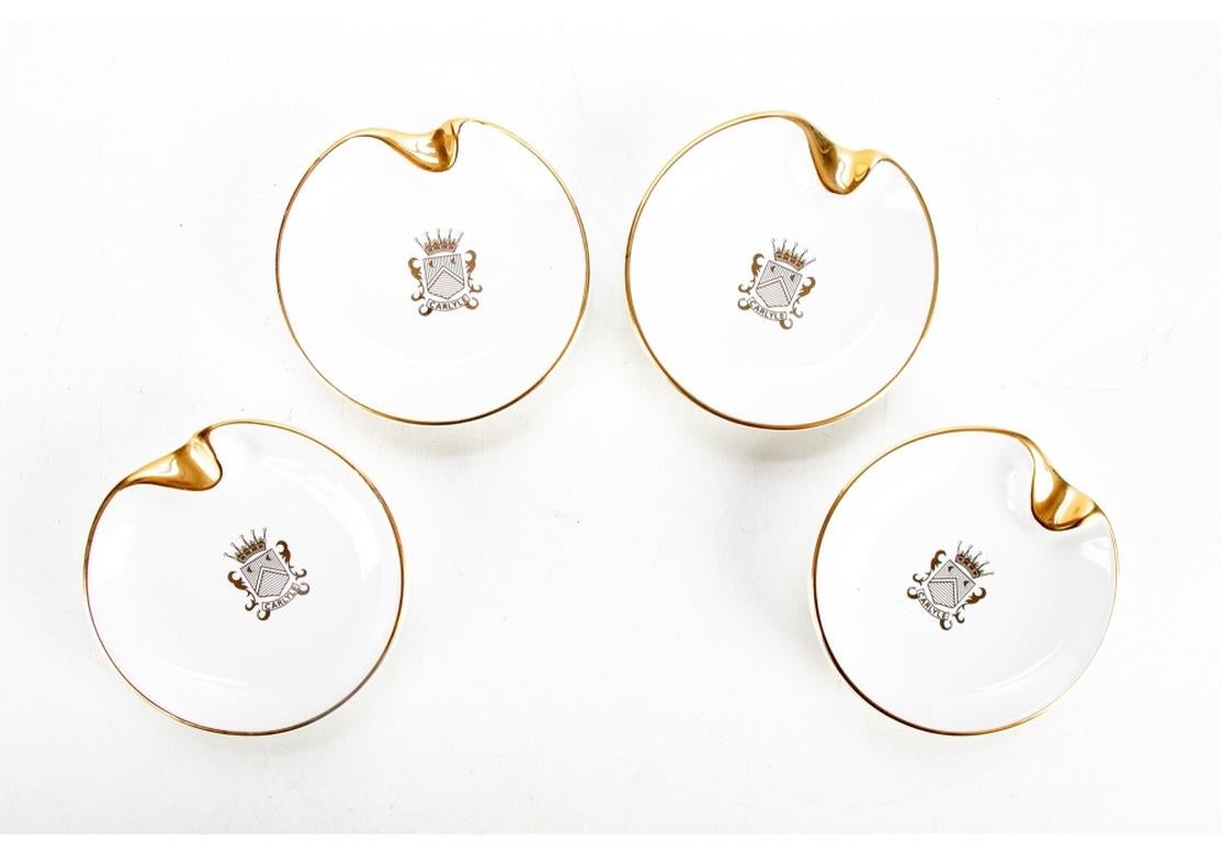 Set of Four Carlyle Hotel Ashtrays with 18K Gold Embossing  1