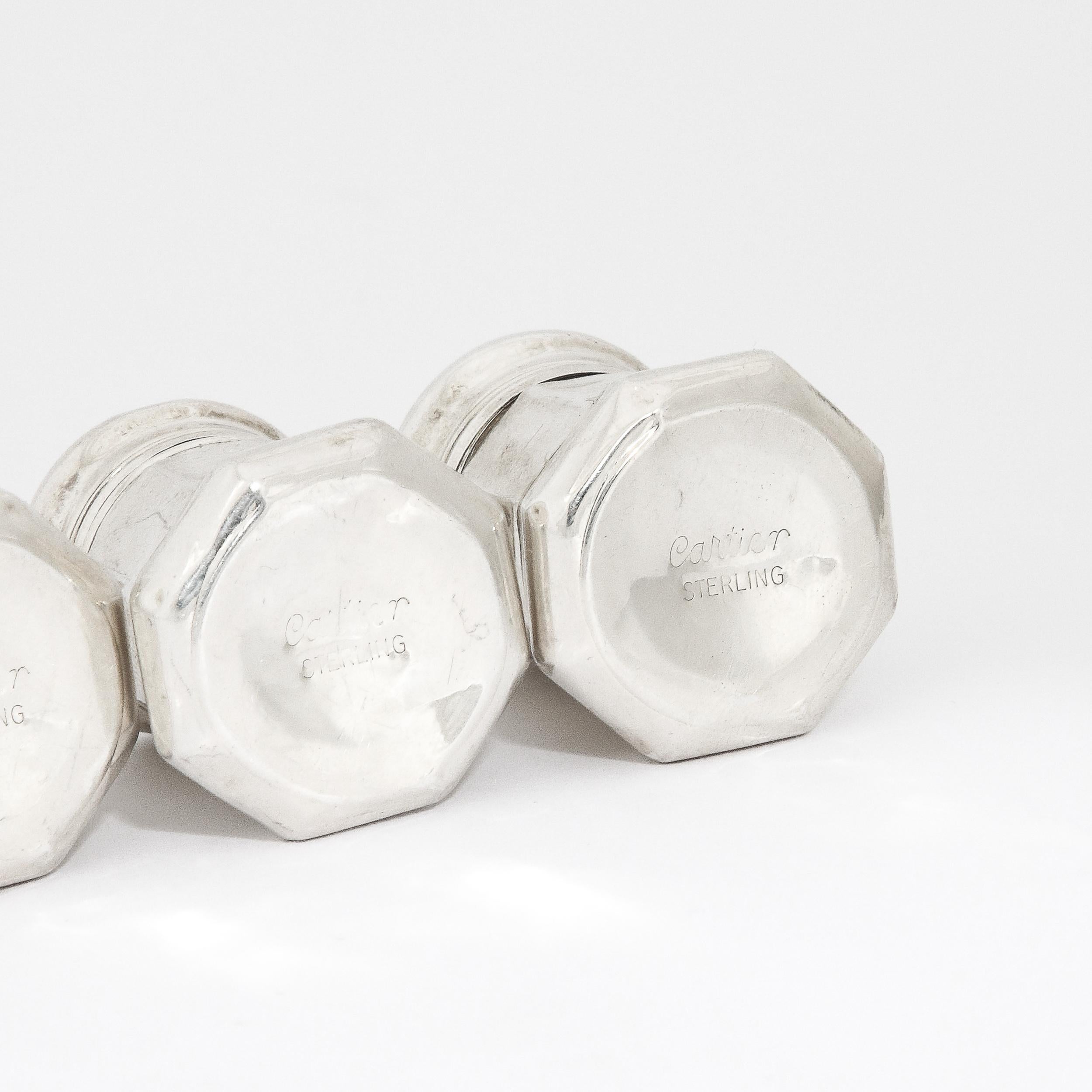 Set of Four Cartier Art Deco Sterling Silver Salt Shakers France, 20th Century  For Sale 4