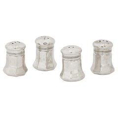 Used Set of Four Cartier Art Deco Sterling Silver Salt Shakers France, 20th Century 
