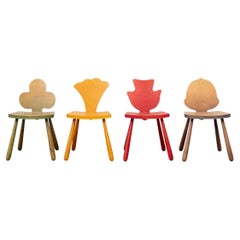 Set of Four Carved and Painted Child’s Chairs