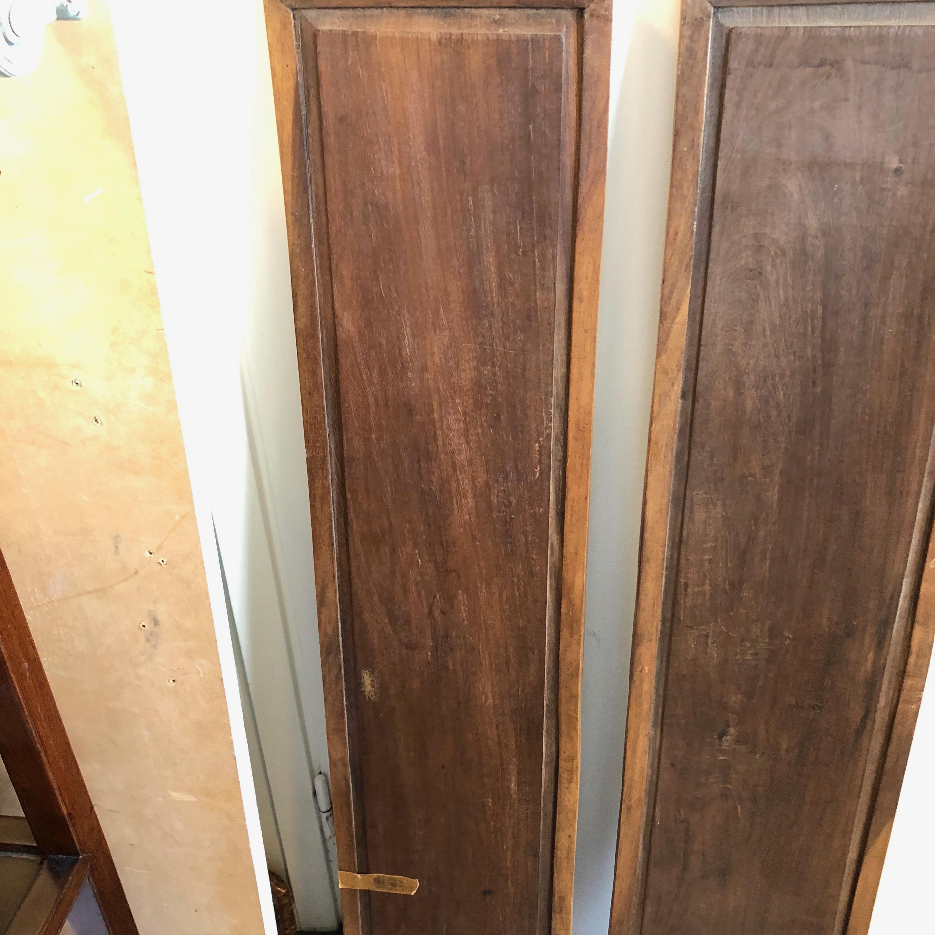 Mother-of-Pearl Set of Four Carved Asian Wood Panels with Mother of Pearl Inlays