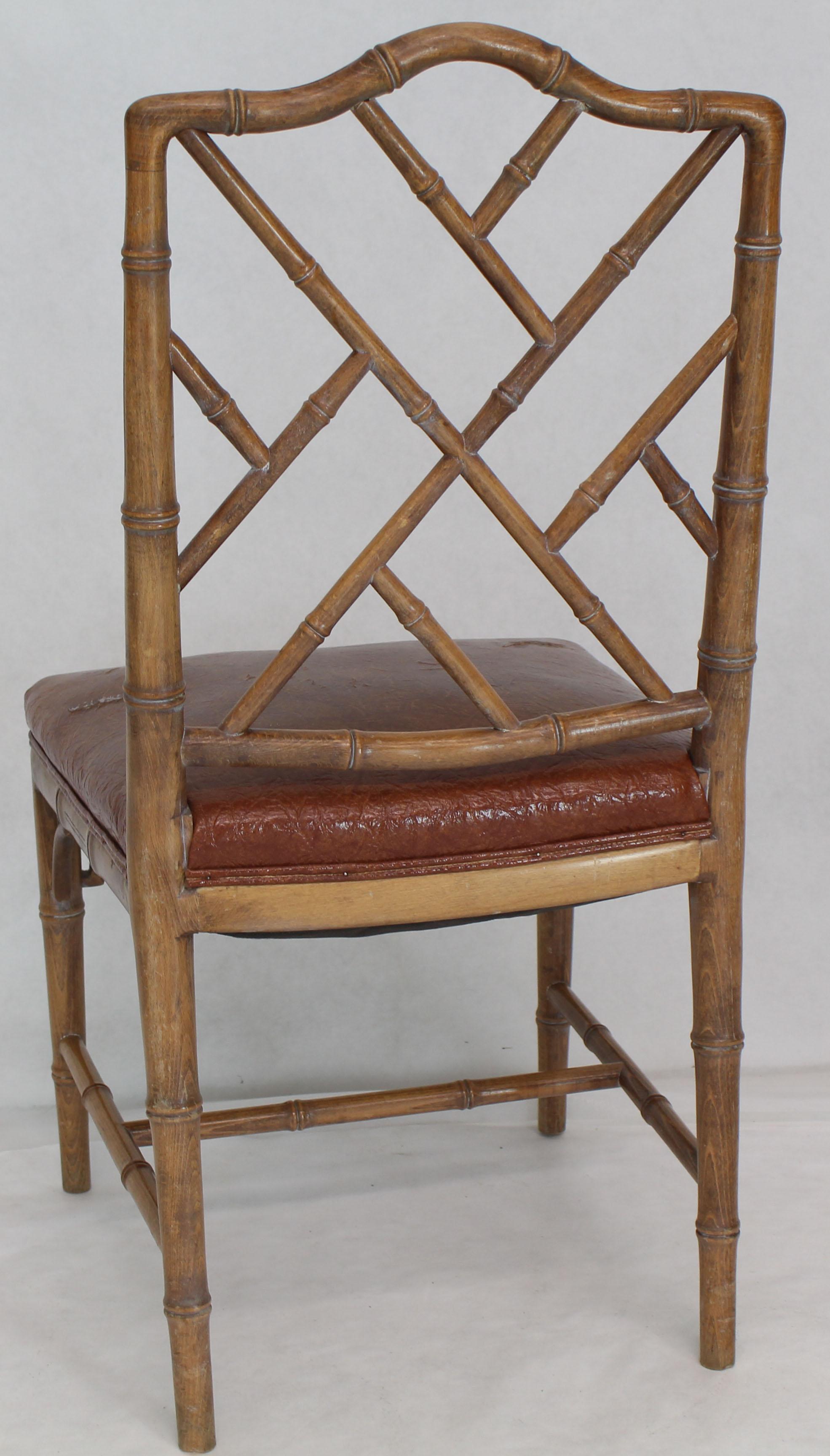 Set of Four Carved Faux Bamboo Dining Chairs In Excellent Condition In Rockaway, NJ