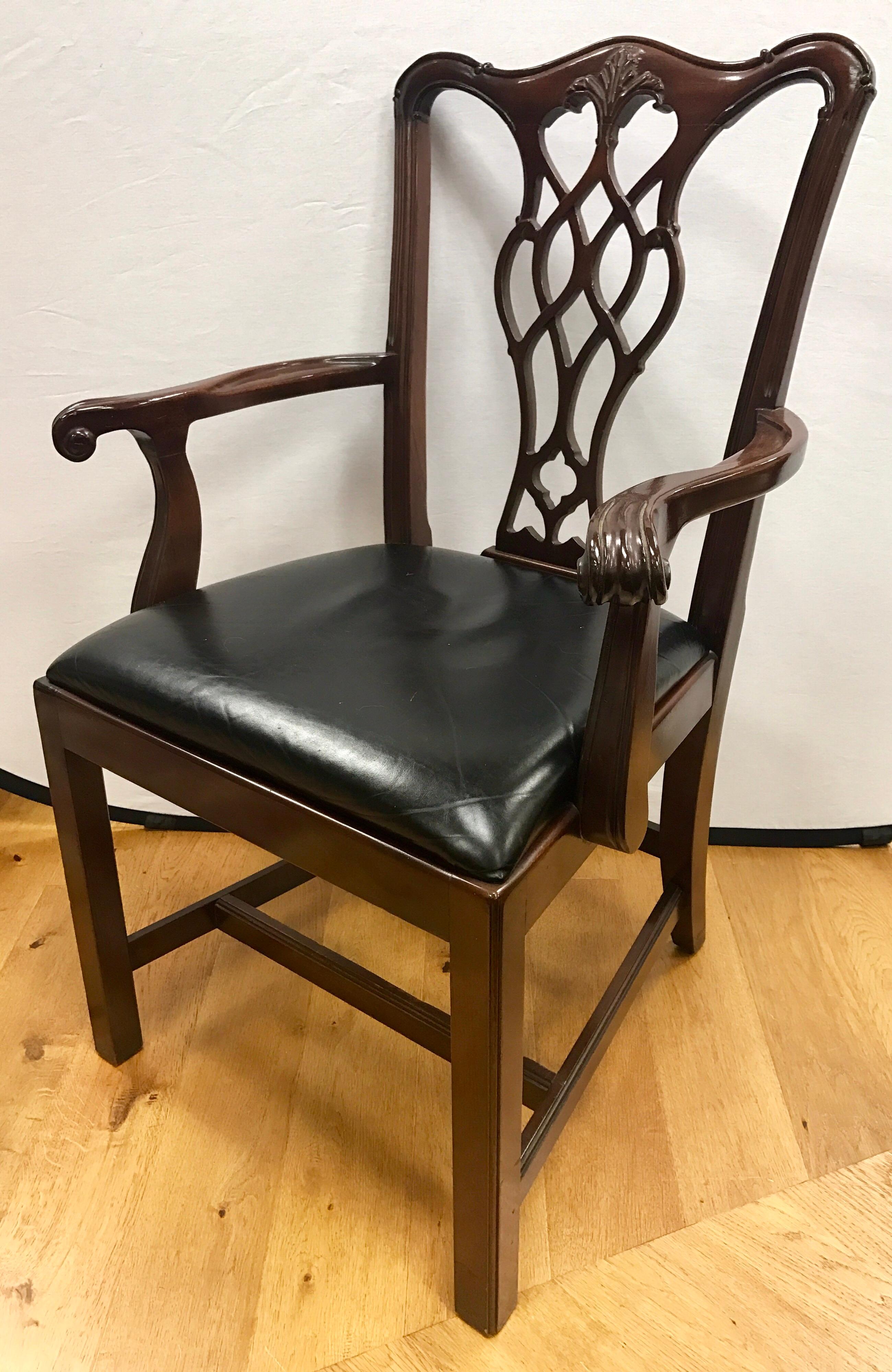 Set of Four Carved Mahogany Chippendale Armchairs 2