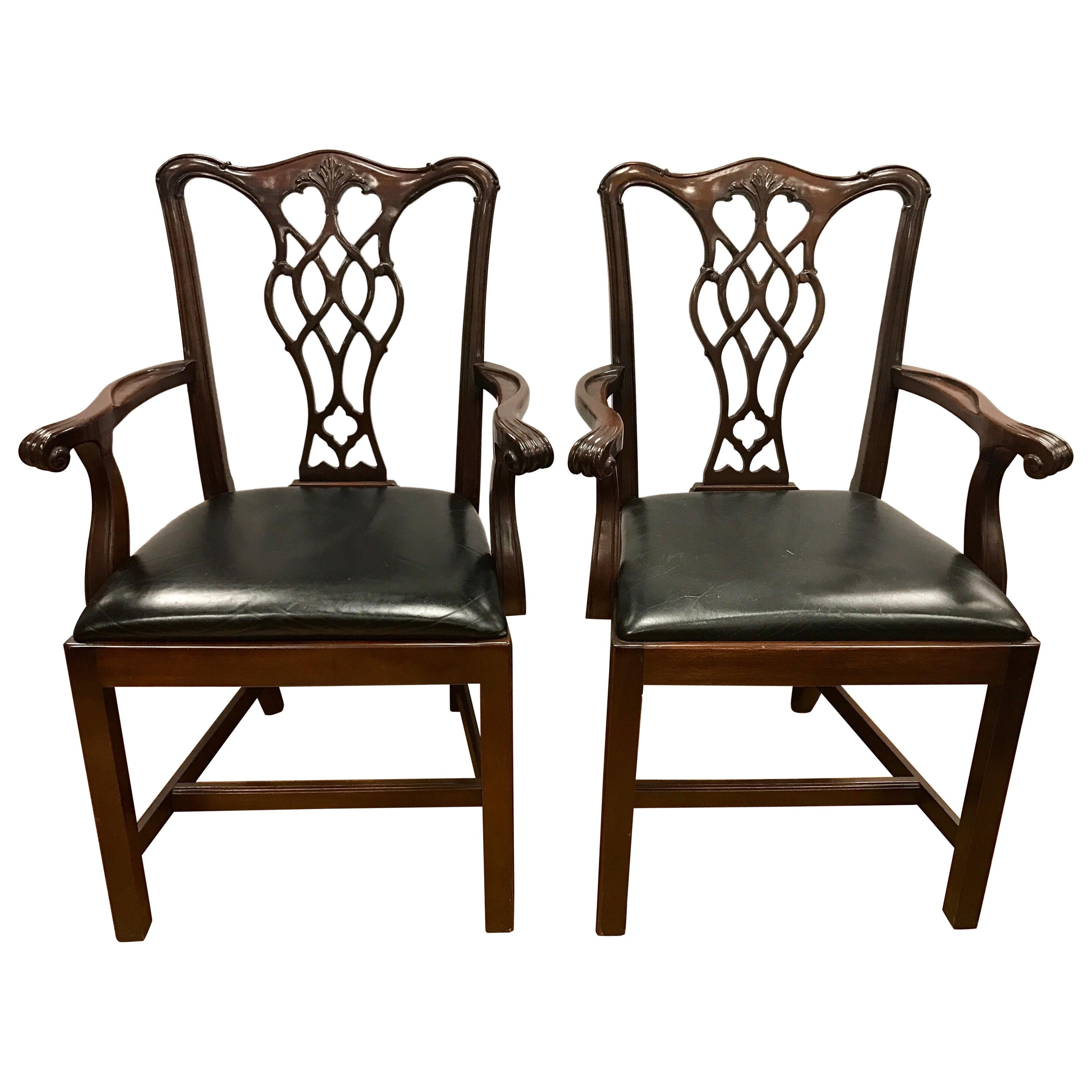 Set of Four Carved Mahogany Chippendale Armchairs