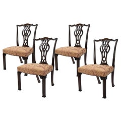 Set of Four Carved Mahogany Chippendale Style Dining Chairs by Gillows