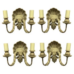Set of Four Carved & Painted Shell Wall Sconces