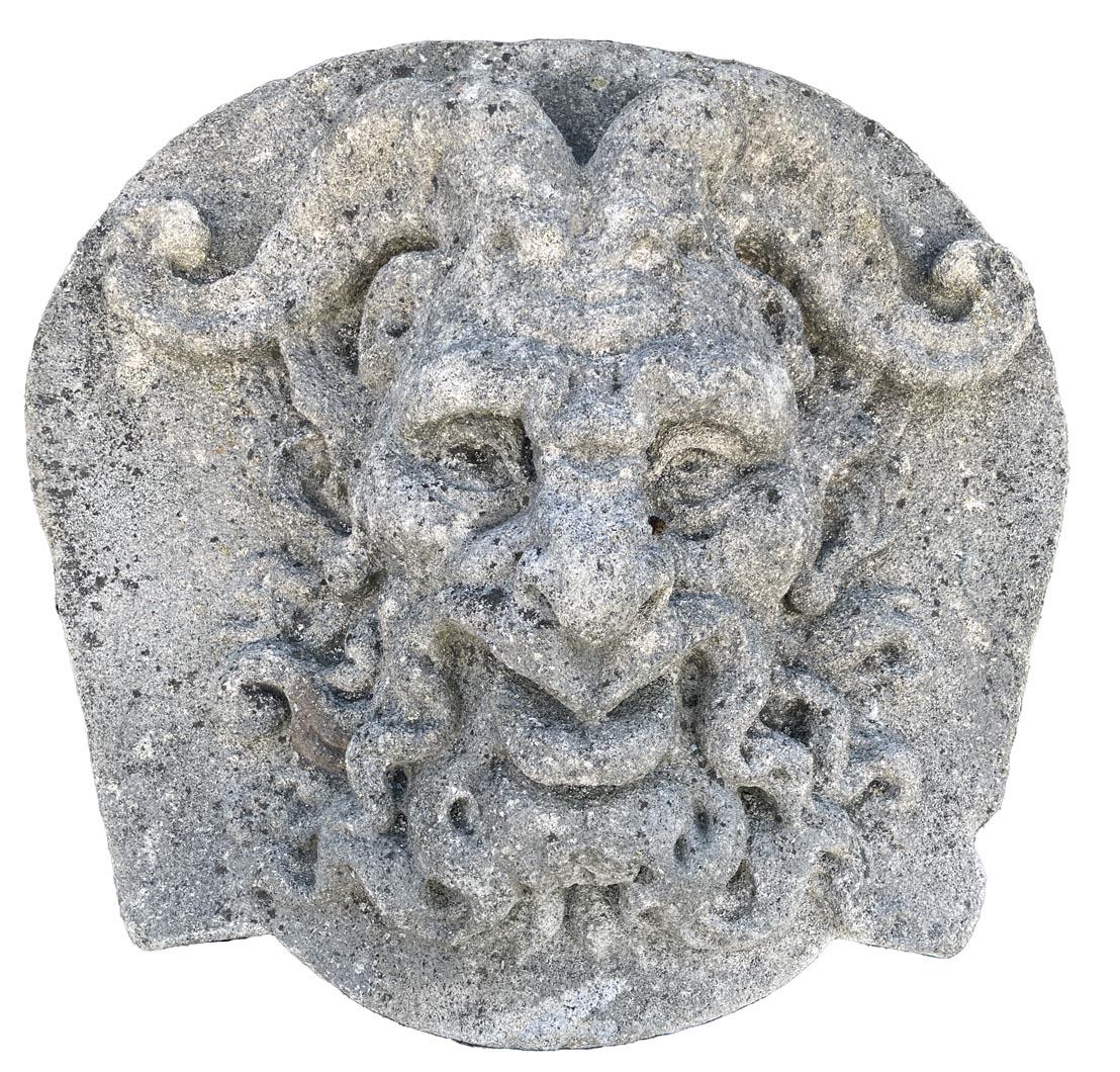 Renaissance Set of Four Carved Stone Medallions Depicting Satyr Faces For Sale