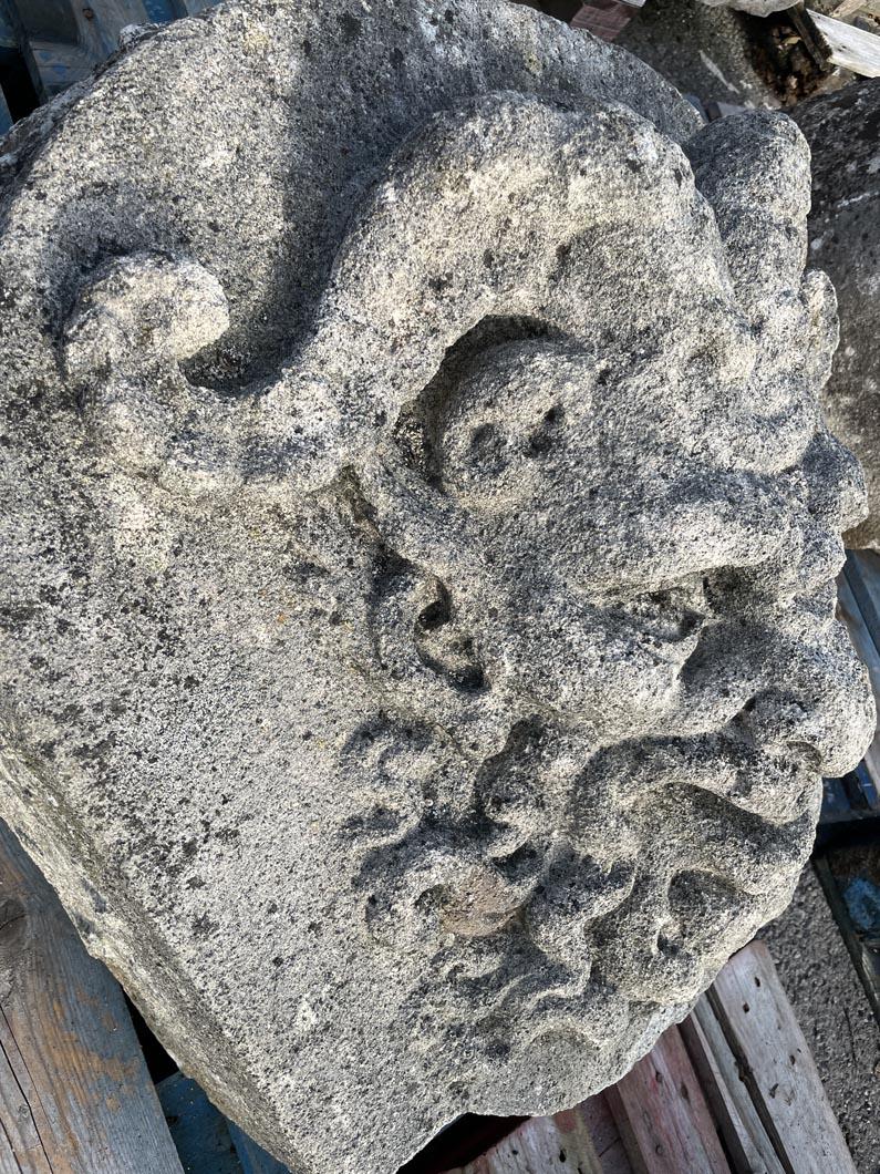 Set of Four Carved Stone Medallions Depicting Satyr Faces For Sale 1