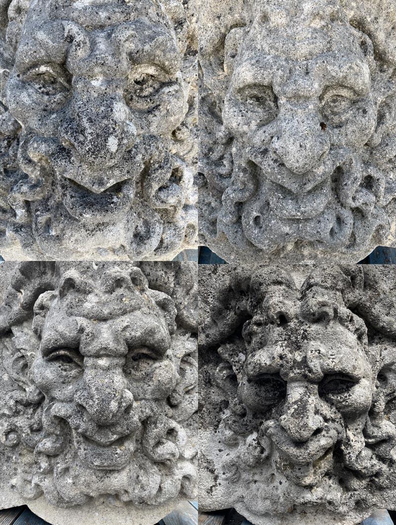 Set of Four Carved Stone Medallions Depicting Satyr Faces For Sale 2