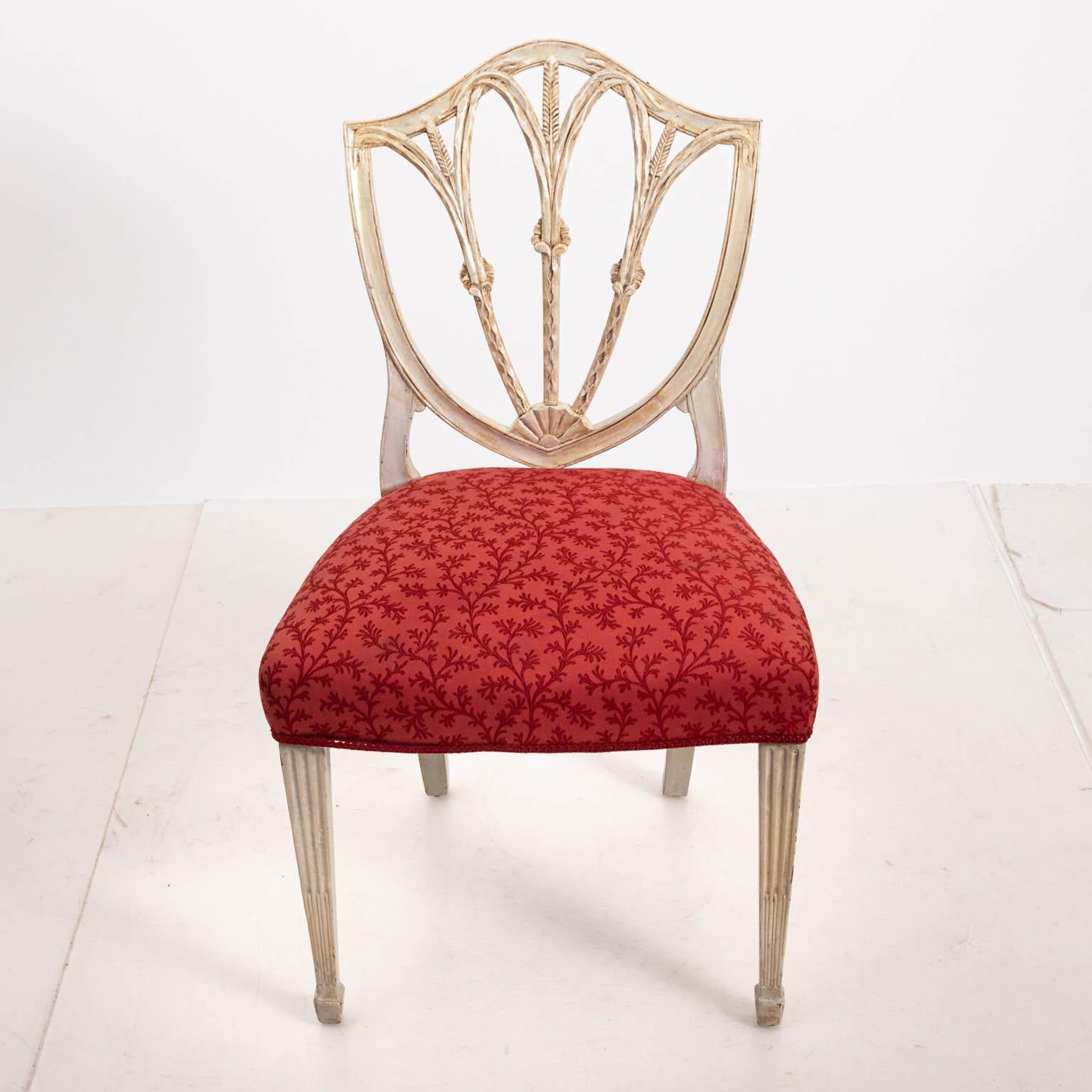 Neoclassical Set of Four Carved Wheat Back Side Chairs