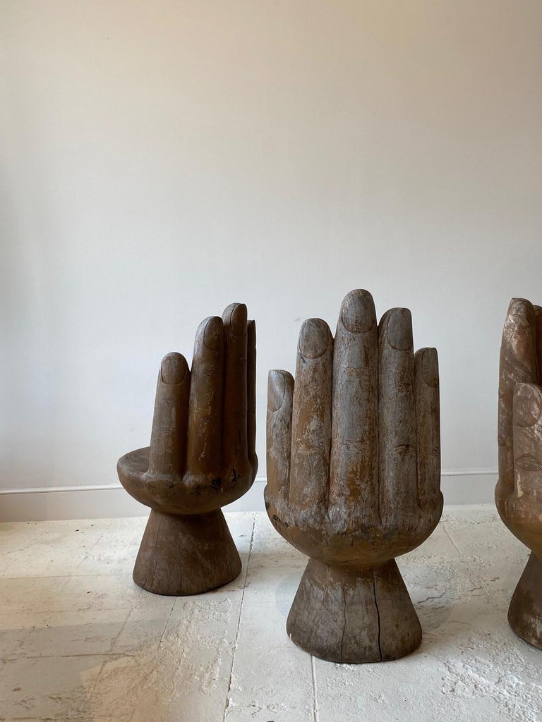 Set of Four Carved Wooden Hand Chairs at 1stDibs