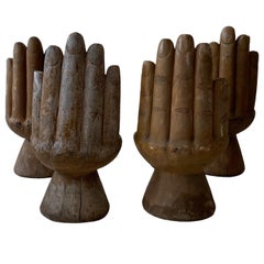 Set of Four Carved Wooden Hand Chairs