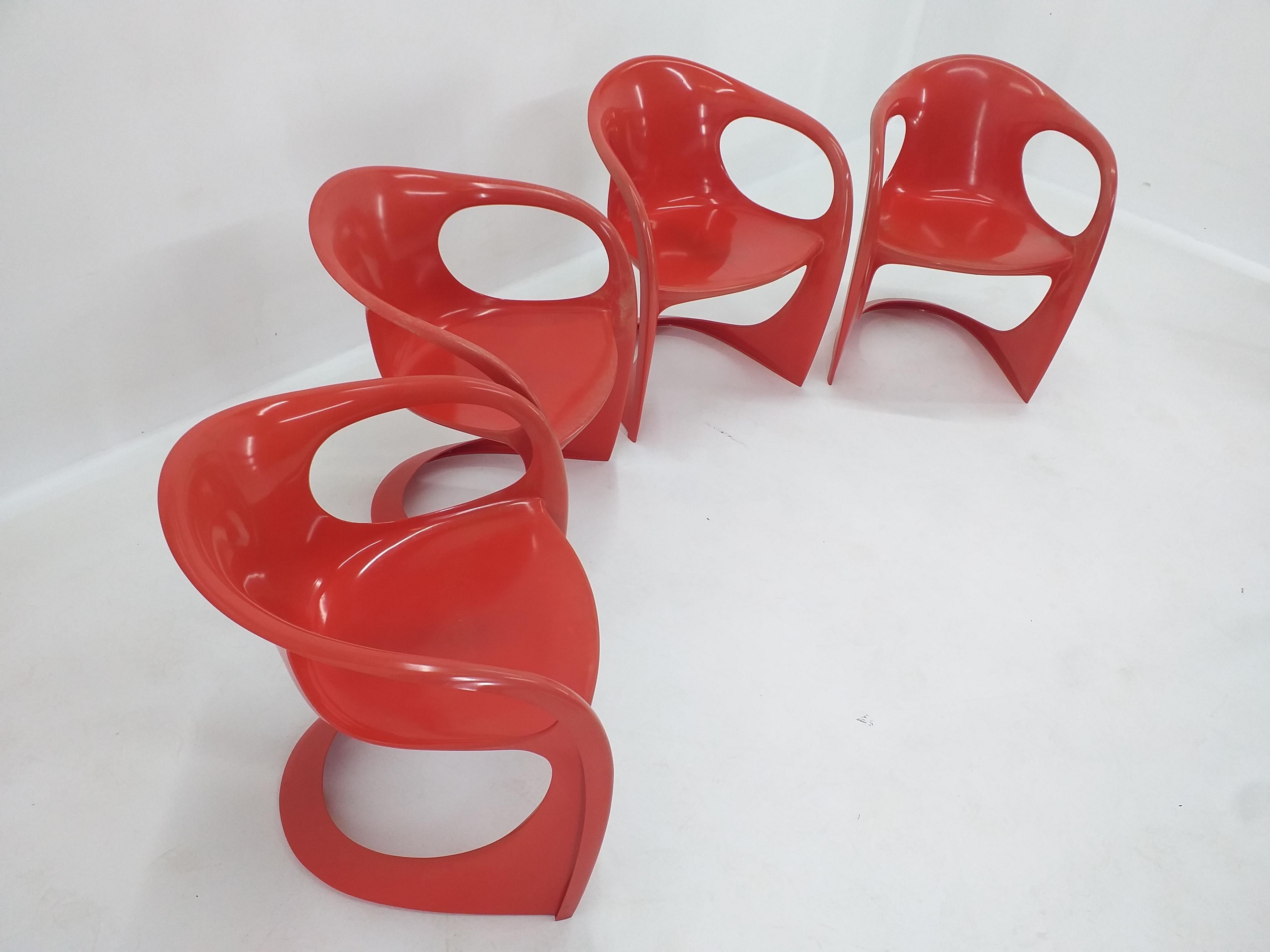 Mid-Century Modern Set of Four Casalino Chairs, Alexander Begge, Casala, Germany, 1970s