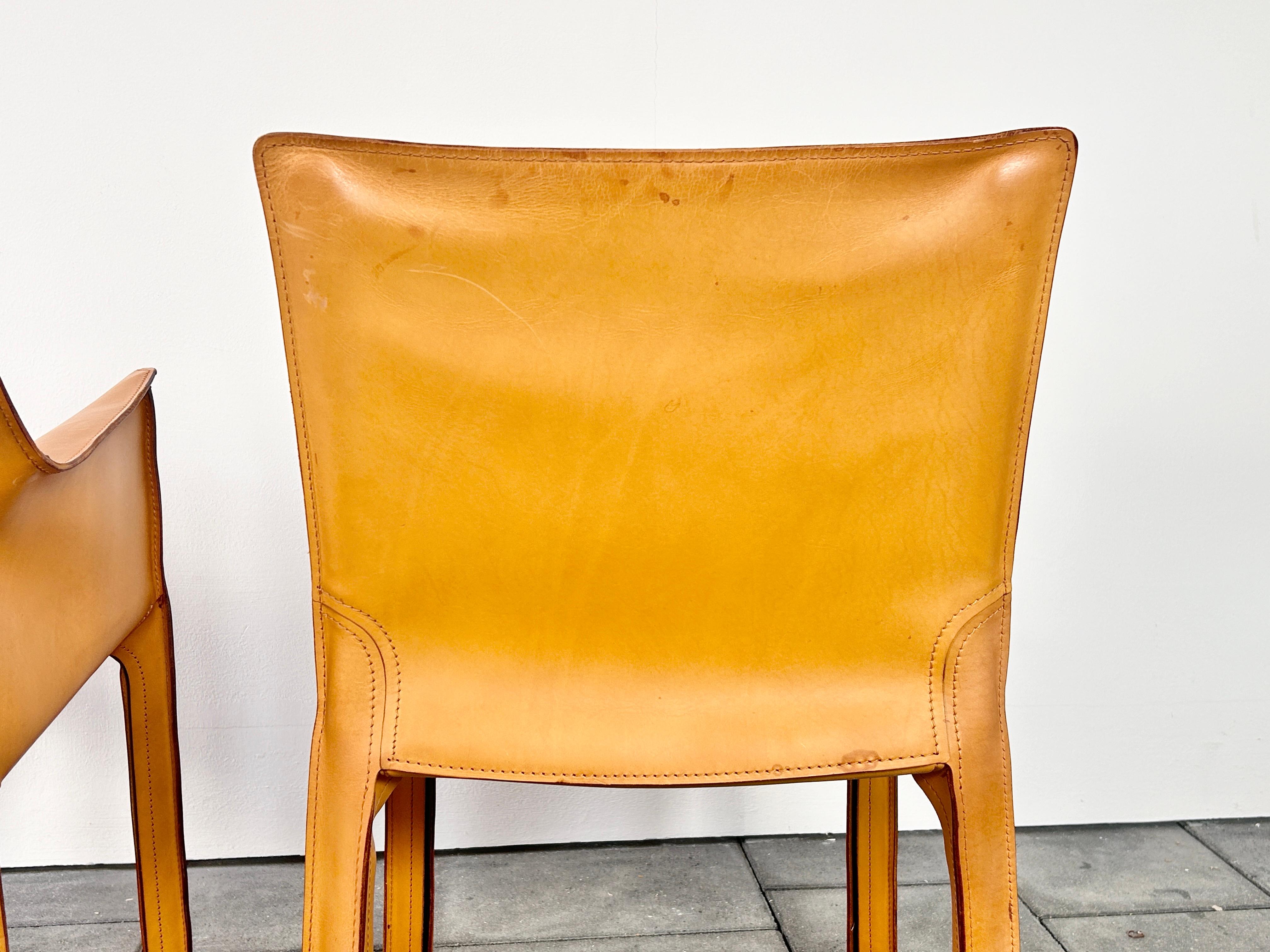 Set of four Cassina Cab Chairs Designed by Mario Bellini 1978 in Natural Leather For Sale 7