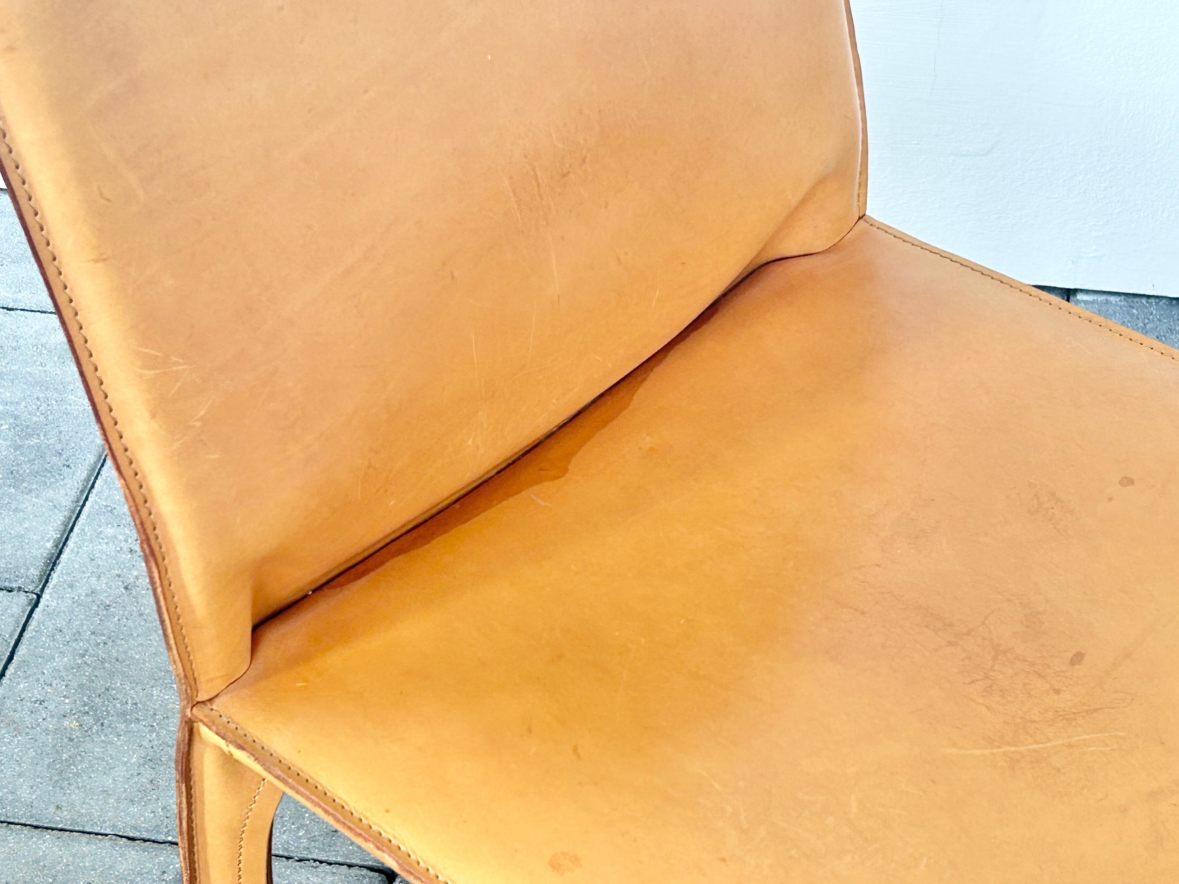 Set of four Cassina Cab Chairs Designed by Mario Bellini 1978 in Natural Leather For Sale 9