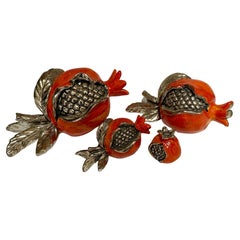 Set of Four Cast Aluminum Pomegranates by Marchetti of Italy