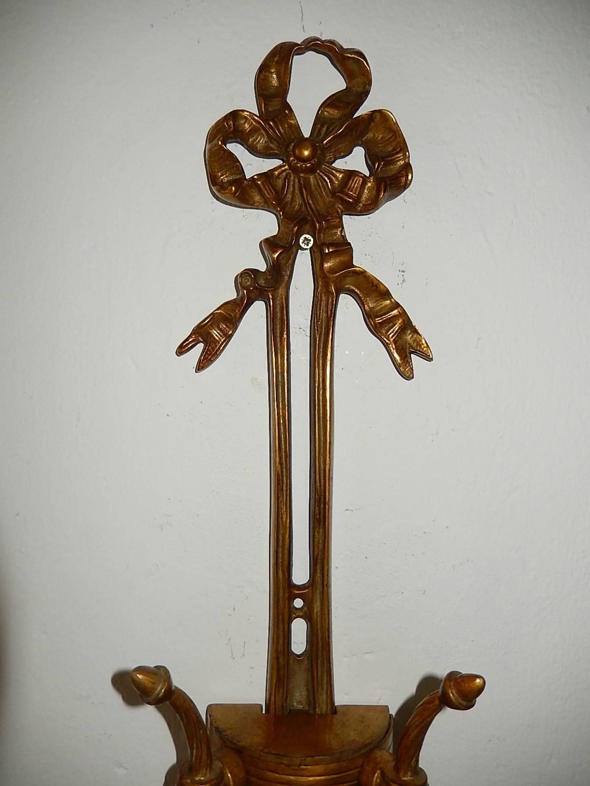 French Set of Four Cast Bronze Bows and Tassels Sconces, circa 1900 For Sale