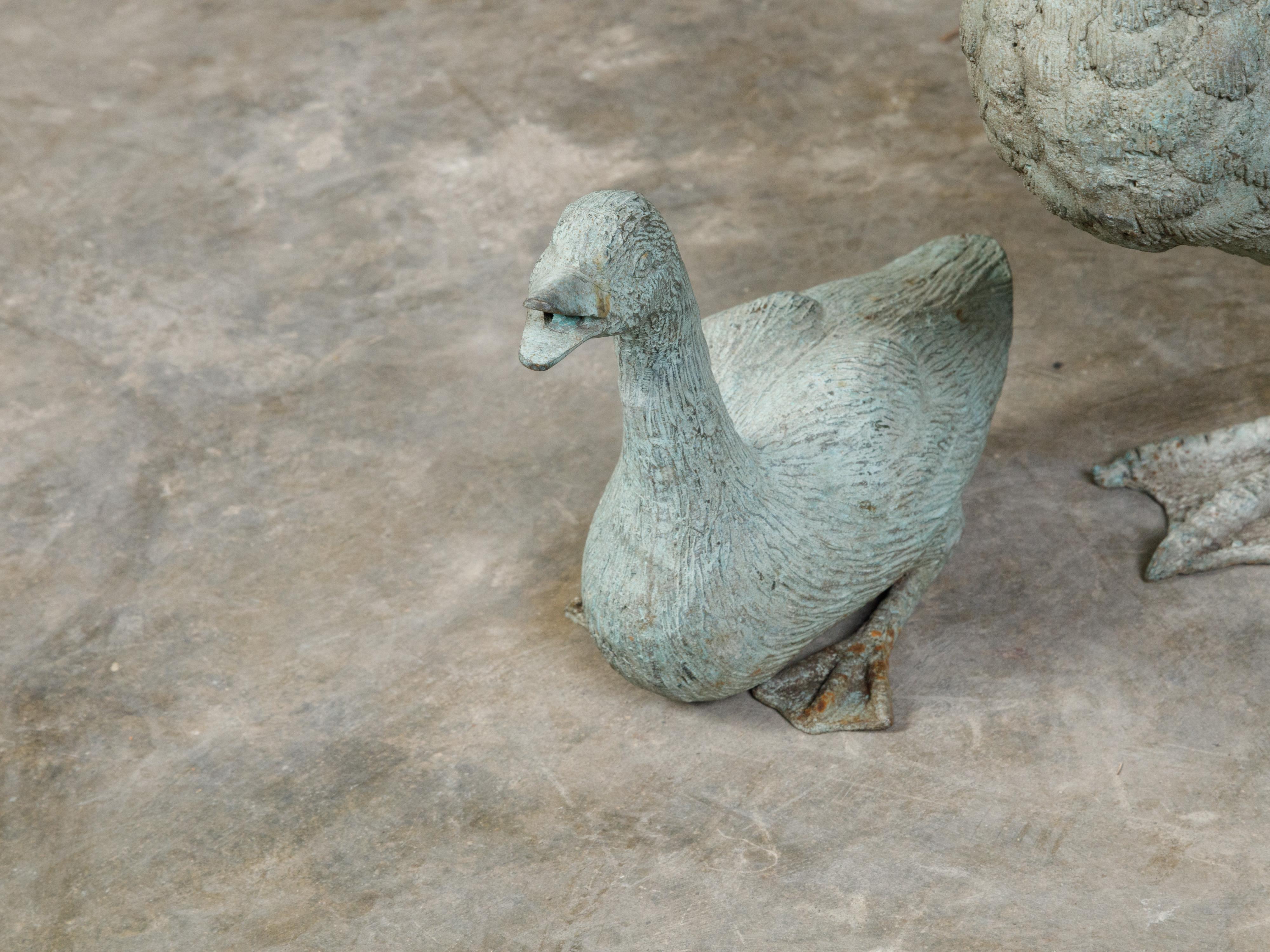 Set of Four Cast Bronze Sculptures Depicting a Family of Ducks with Patina In Good Condition For Sale In Atlanta, GA
