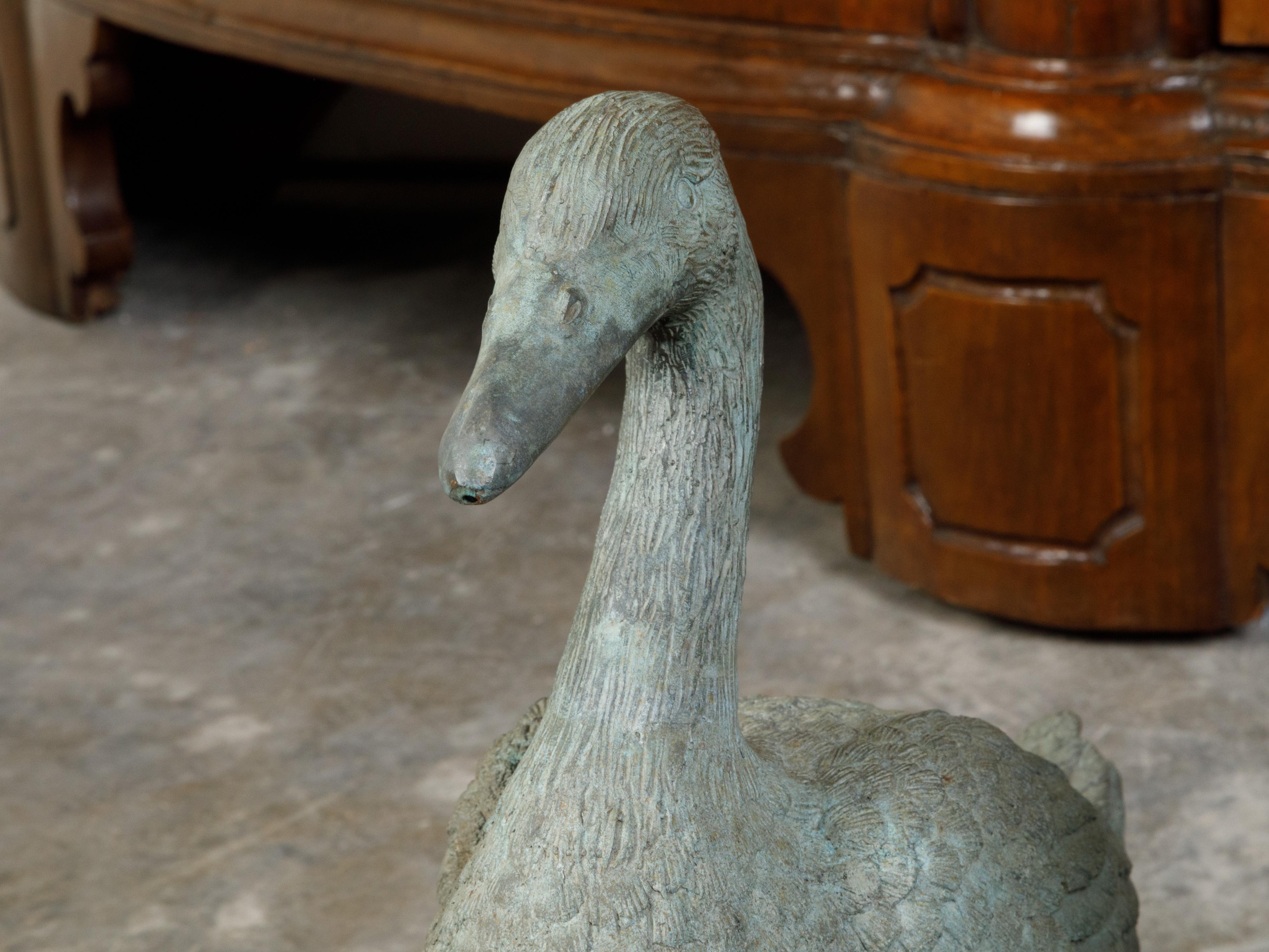 20th Century Set of Four Cast Bronze Sculptures Depicting a Family of Ducks with Patina For Sale