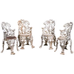 Set of Four Cast Iron Victorian Garden Chairs